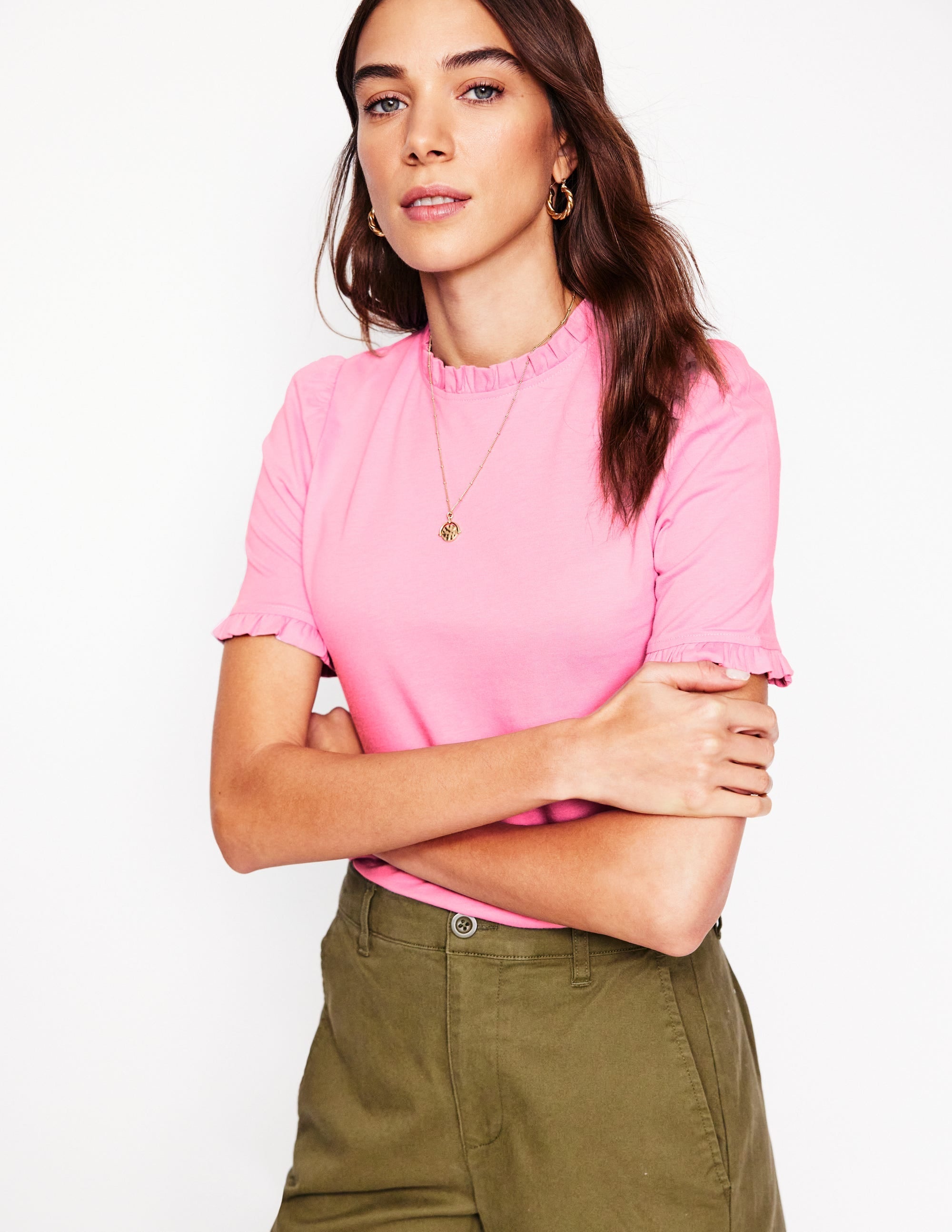 Supersoft Frill Detail T-shirt-Soft Lavender - Image 1