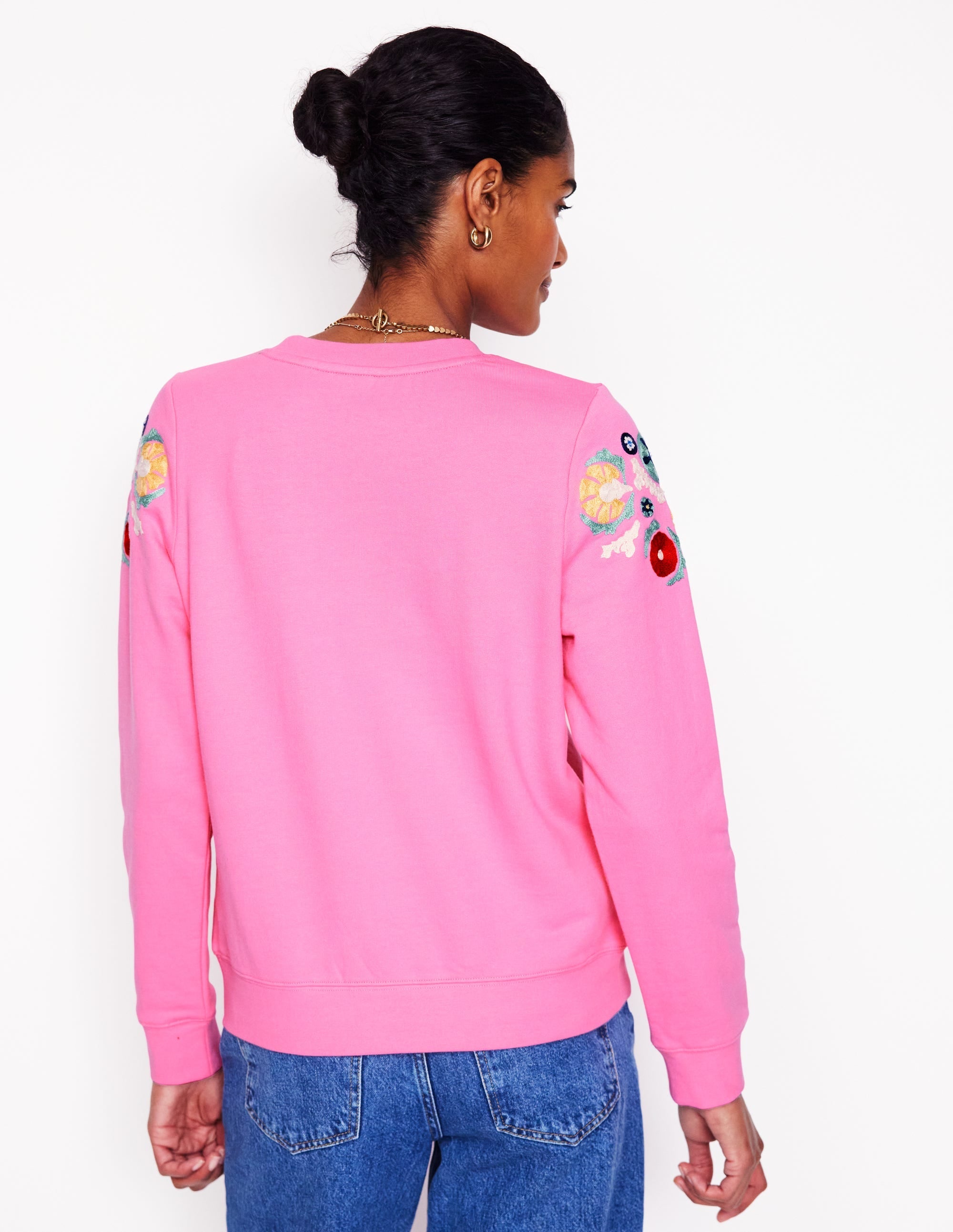 Hannah Embroidered Sweatshirt-Pink Rose - Image 3