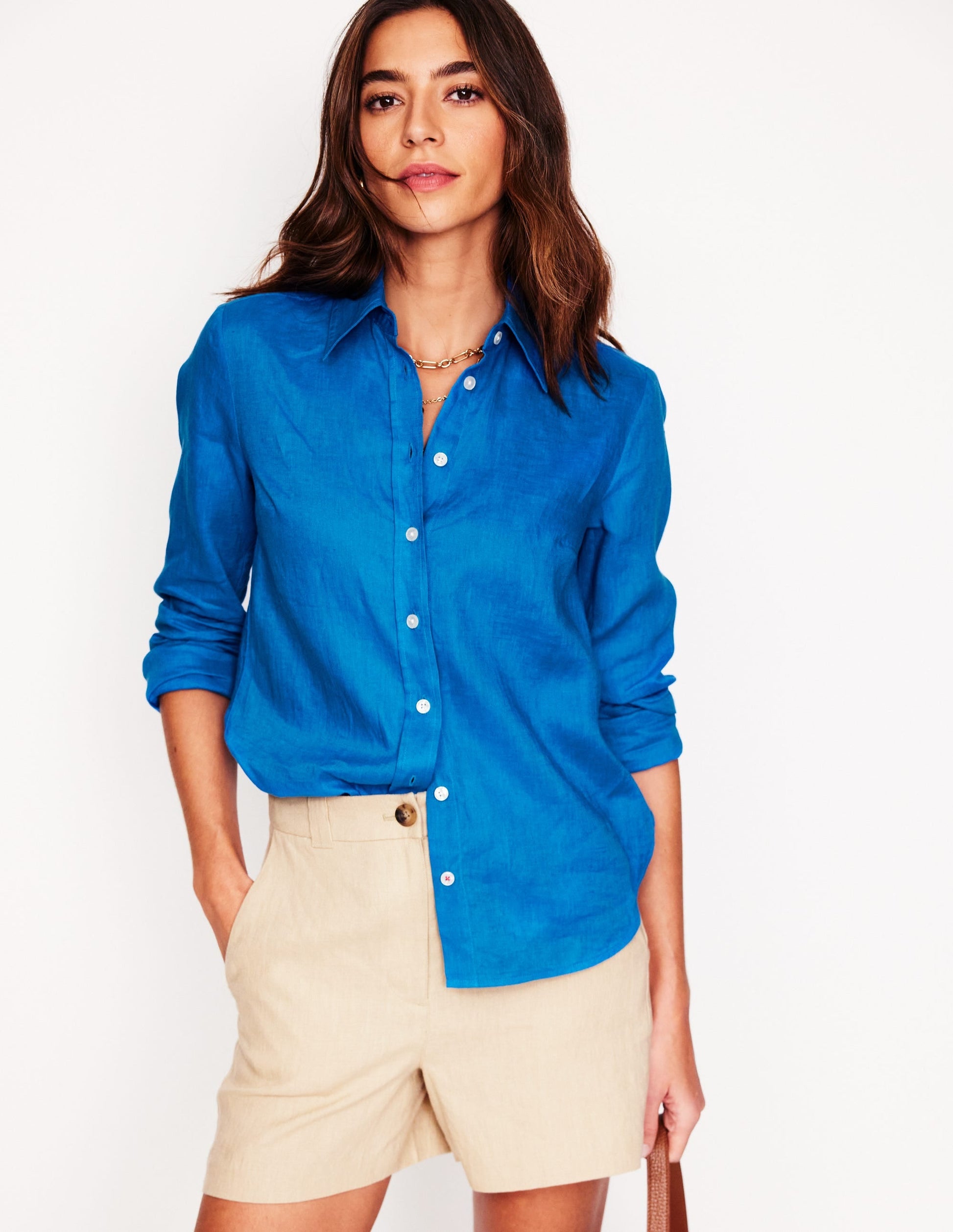 Sienna Linen Shirt-Cerulean Blue-1