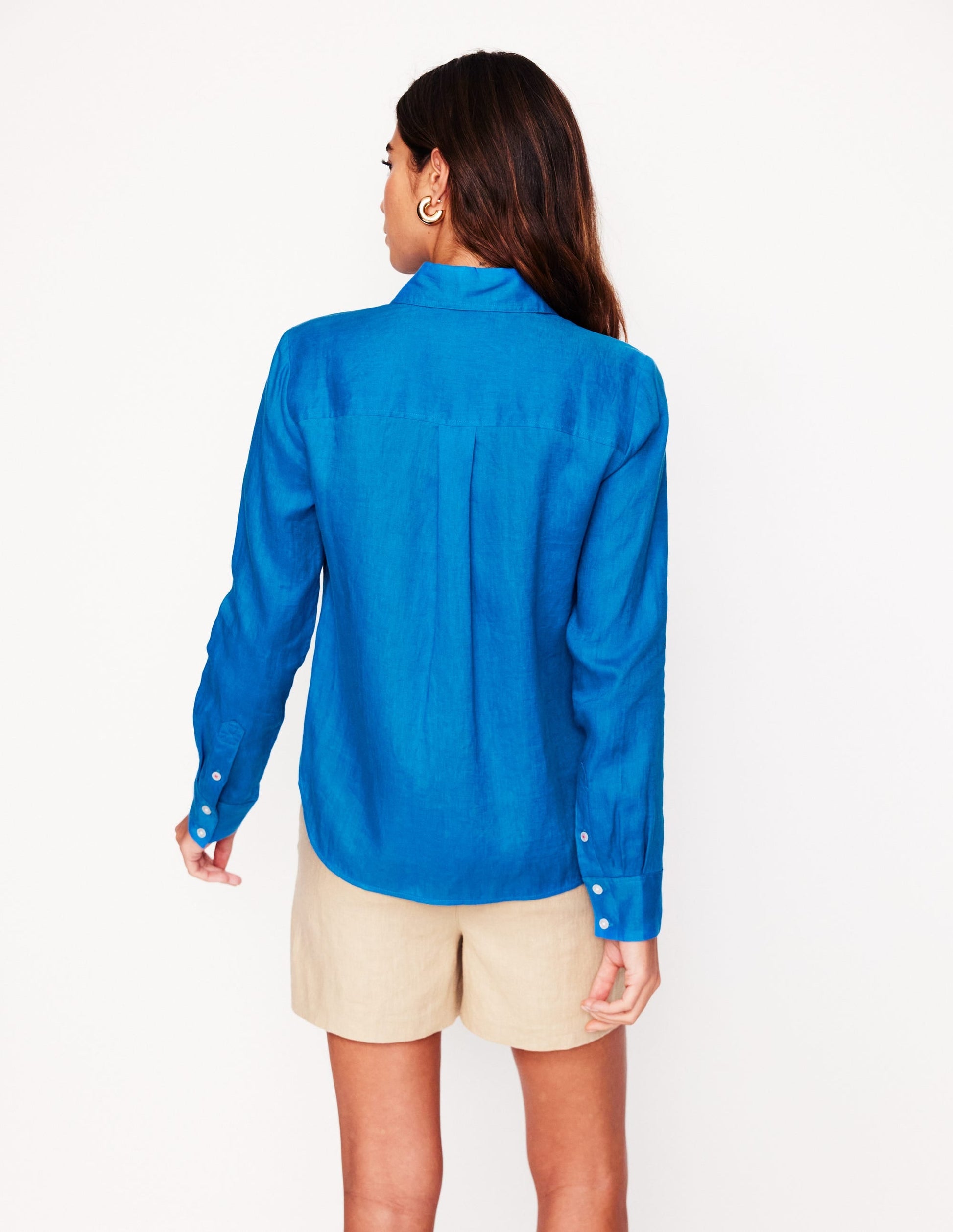 Sienna Linen Shirt-Cerulean Blue-3