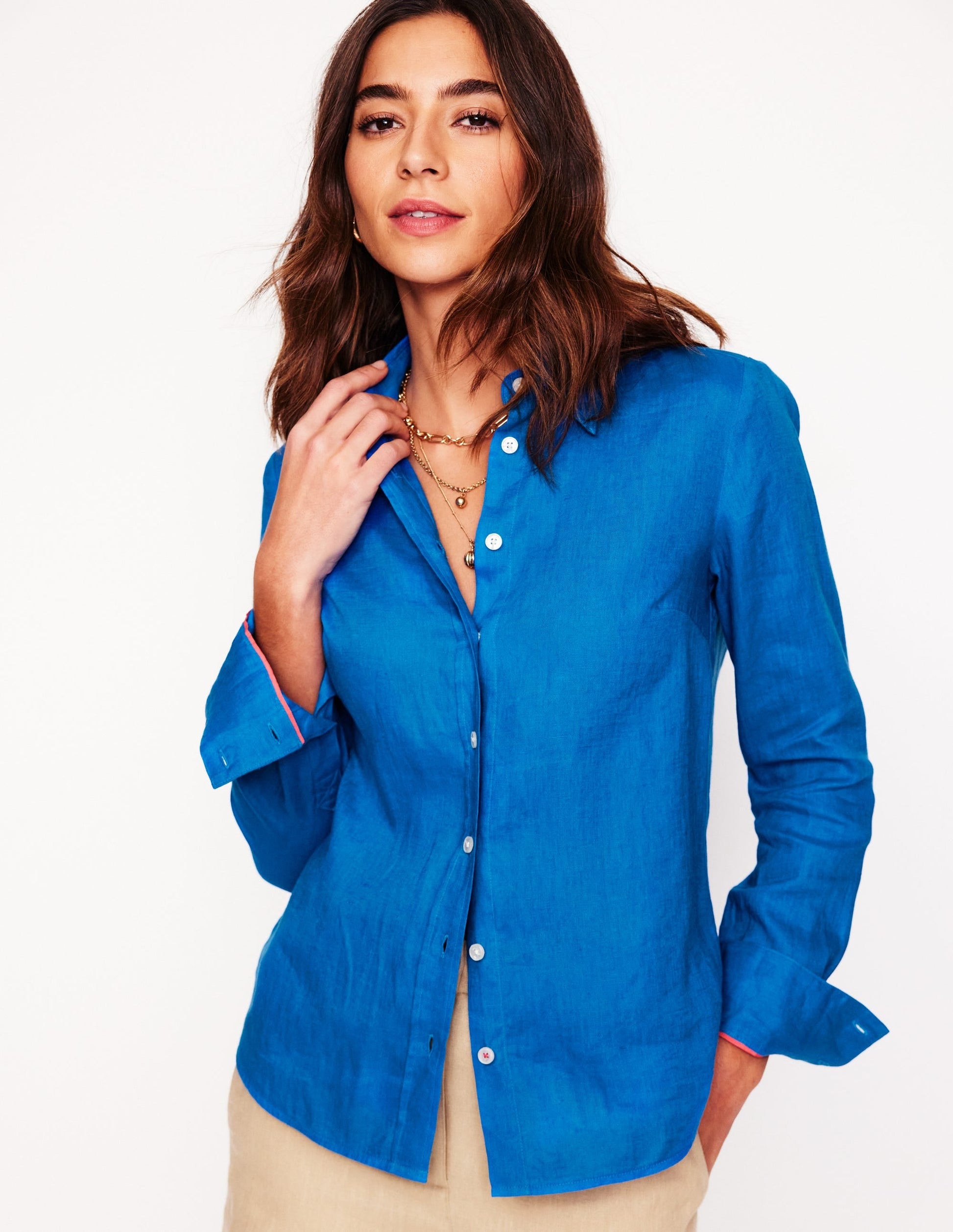 Sienna Linen Shirt-Cerulean Blue-4