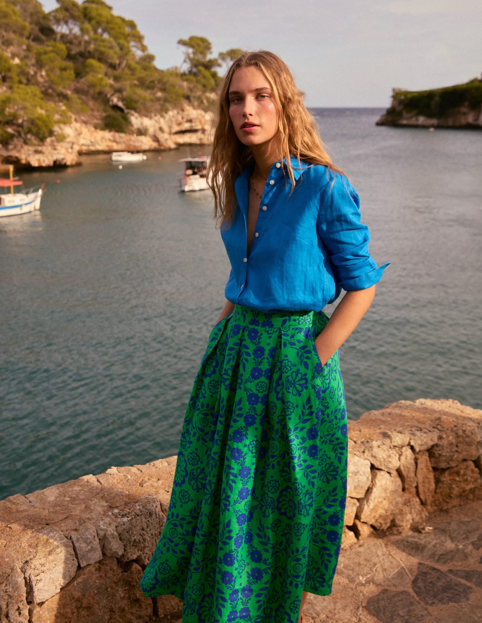 Sienna Linen Shirt-Cerulean Blue-6