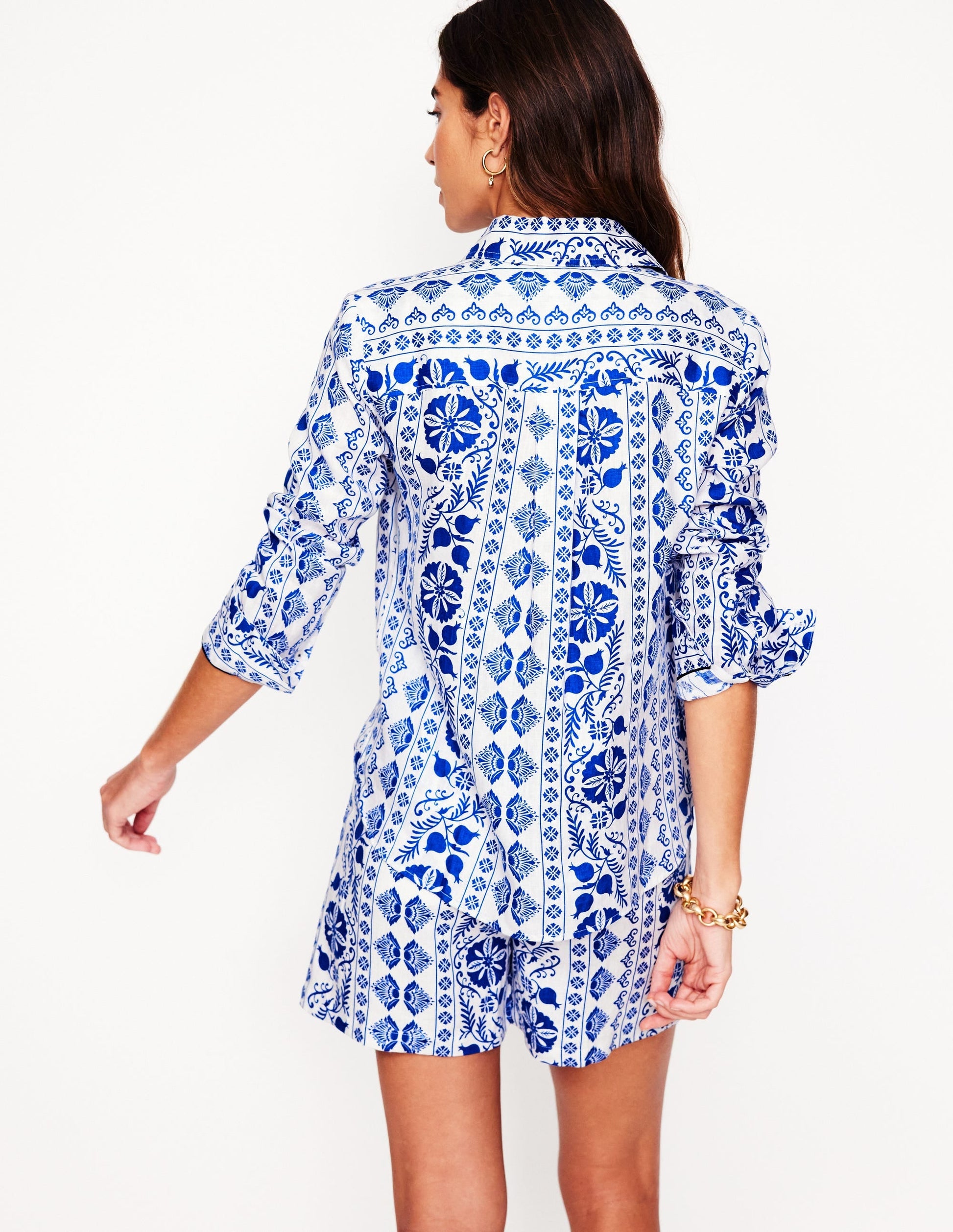 Sienna Linen Shirt-Ivory, Ornate Border-3