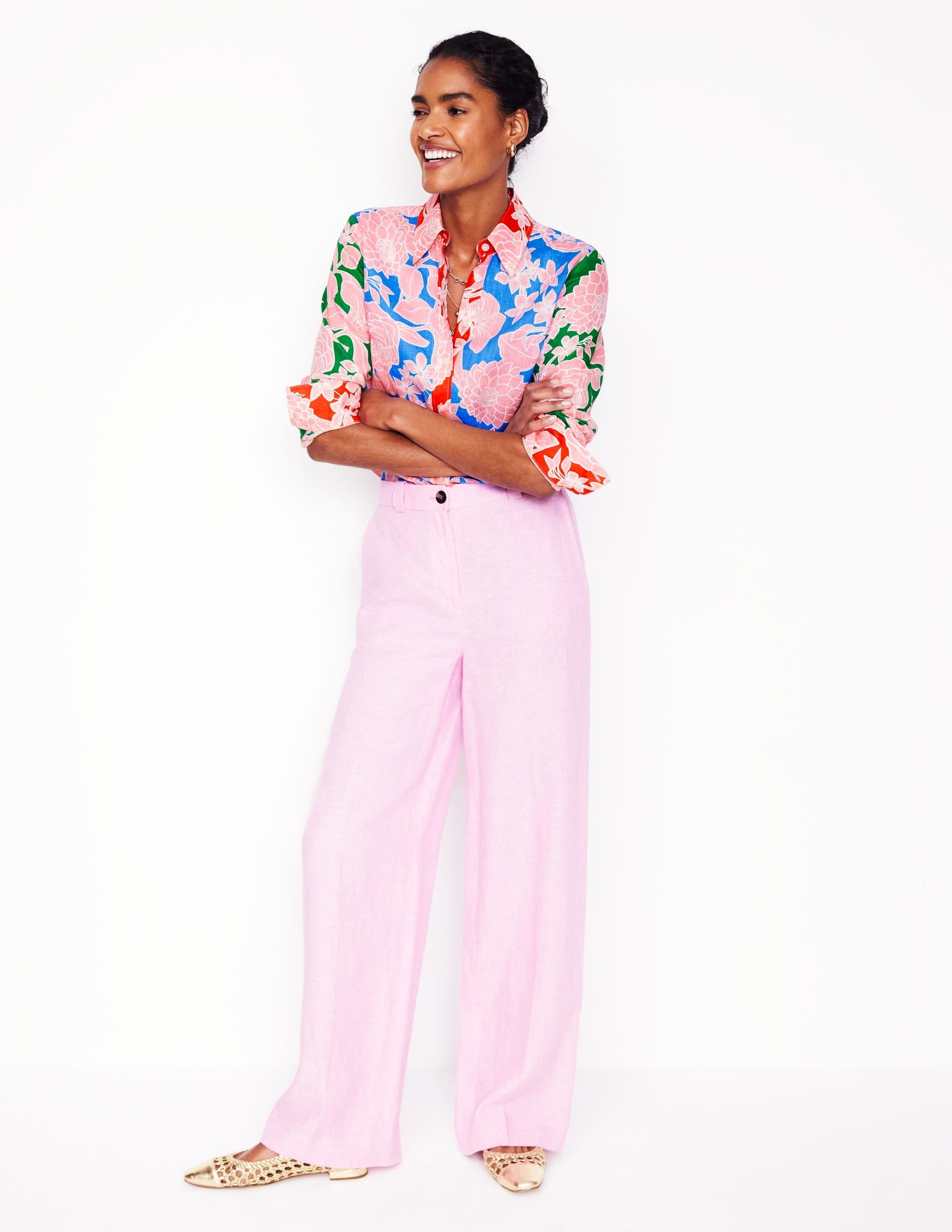 Sienna Linen Shirt-Multi, Blossom Cascade-5