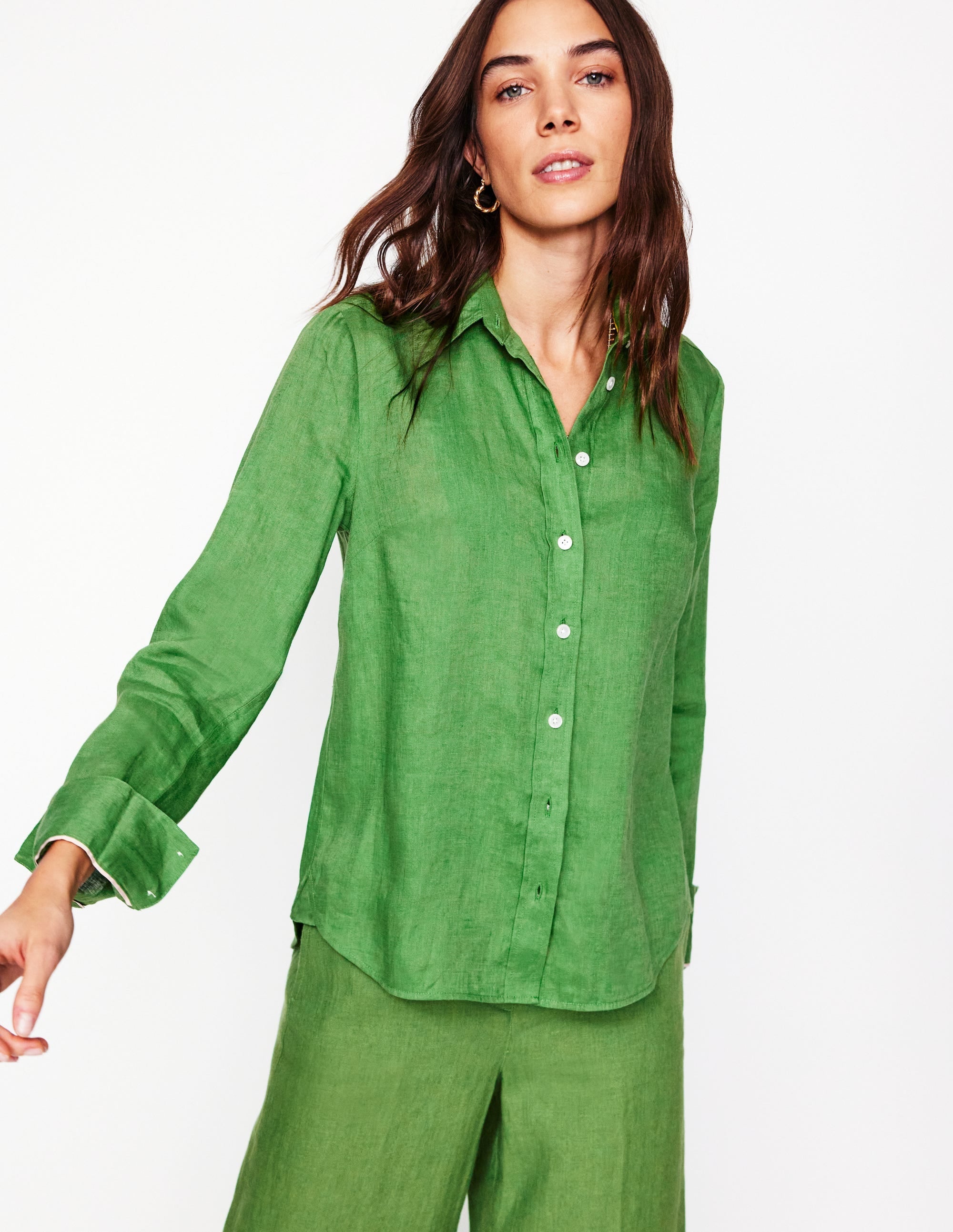 Sienna Linen Shirt-Paradise Green - Image 2