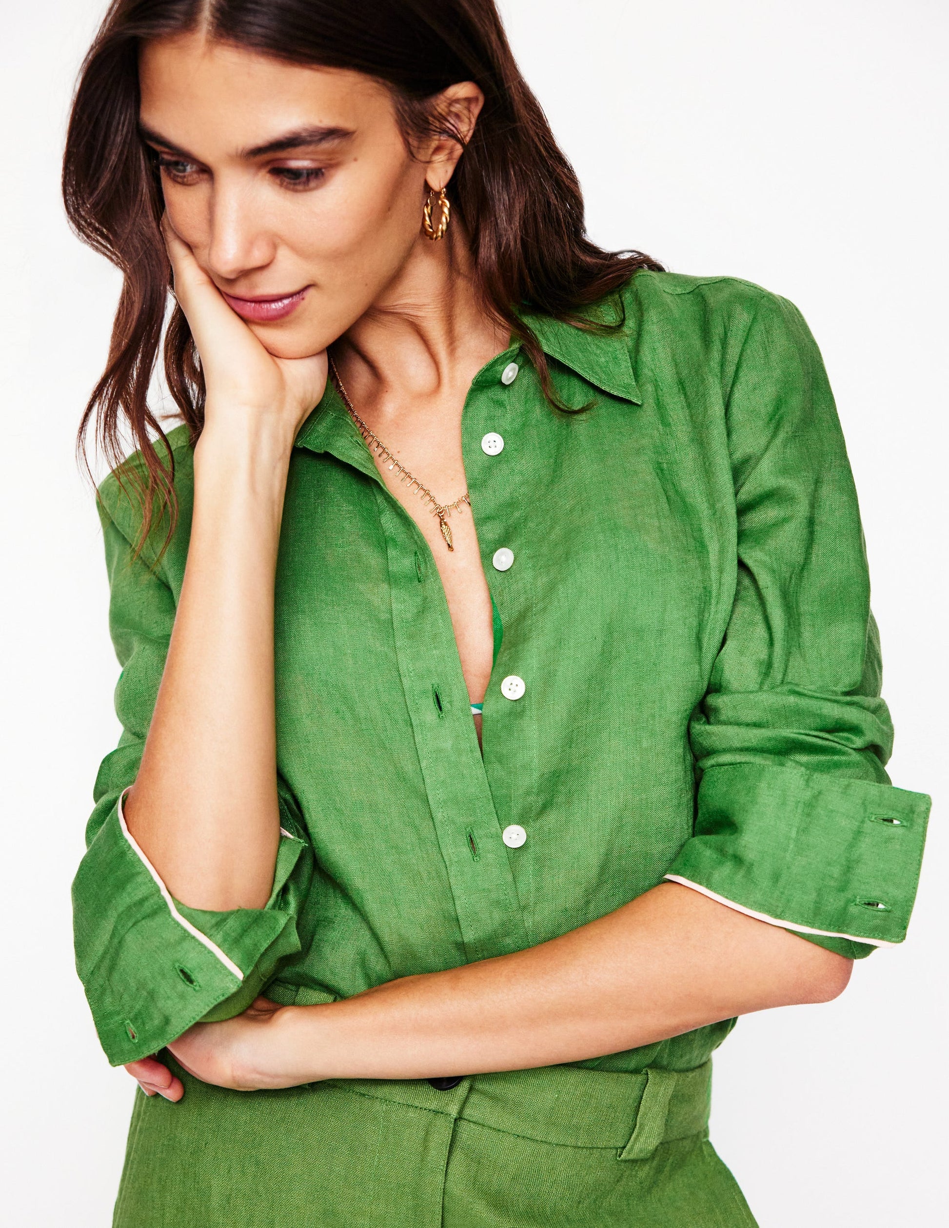 Sienna Linen Shirt-Paradise Green-4