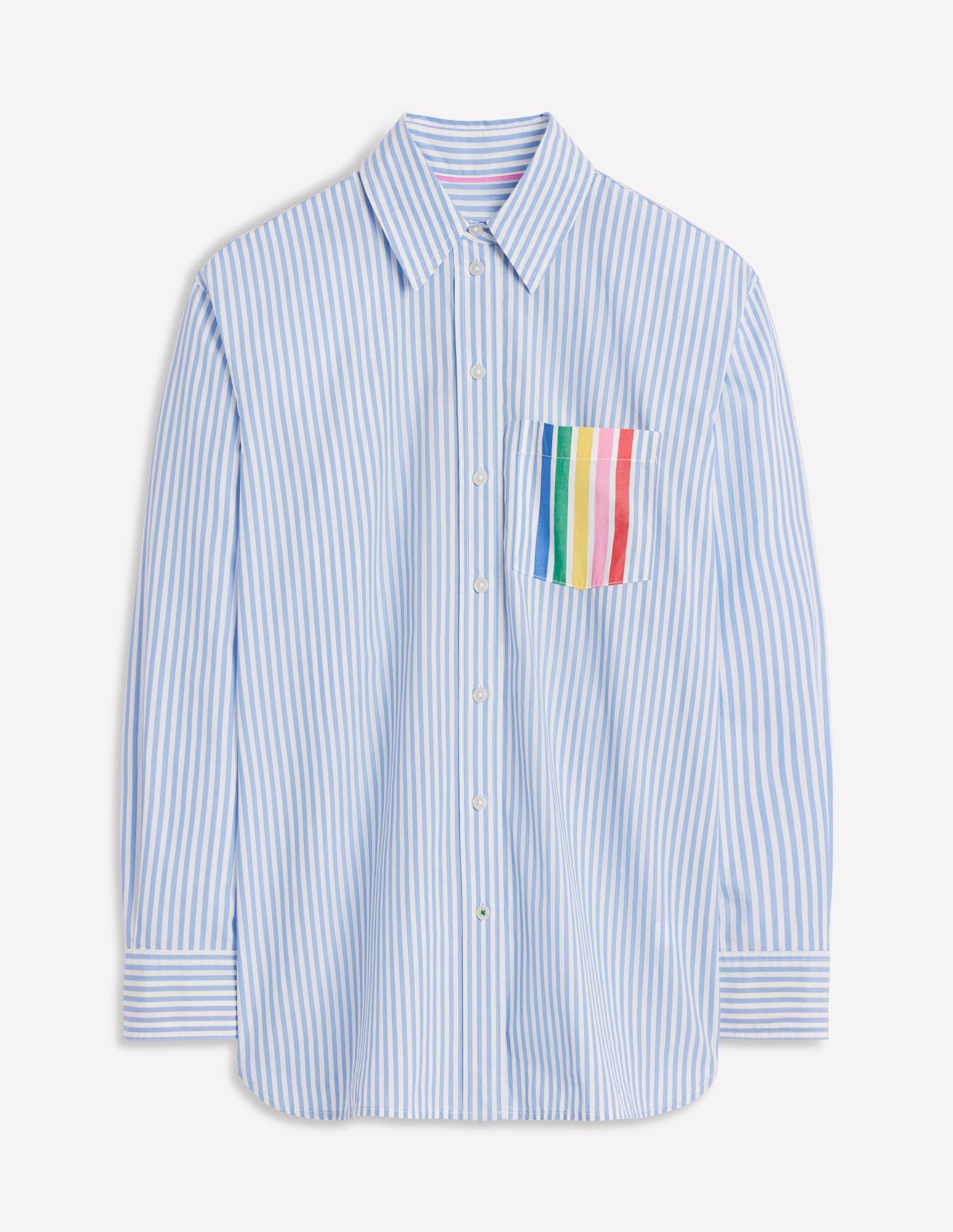 Sadie Relaxed Cotton Shirt-Rainbow Stripe Placement-9