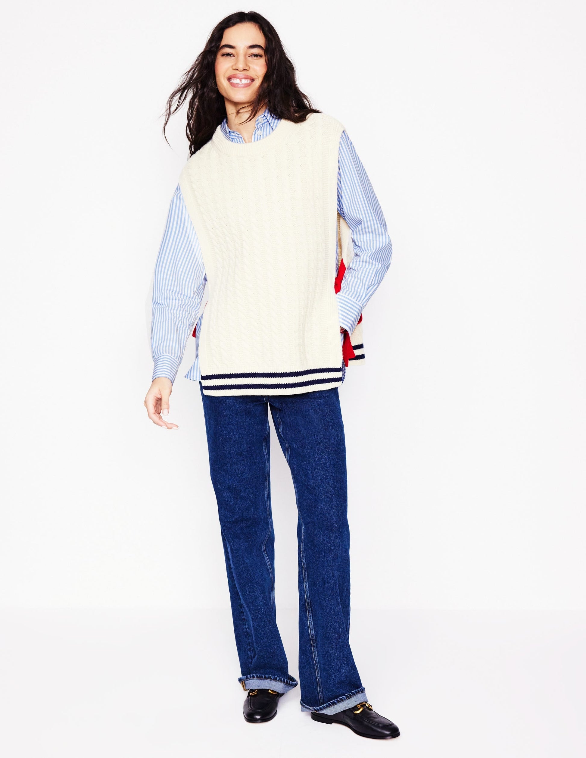 Sadie Relaxed Cotton Shirt-Rainbow Stripe Placement-6