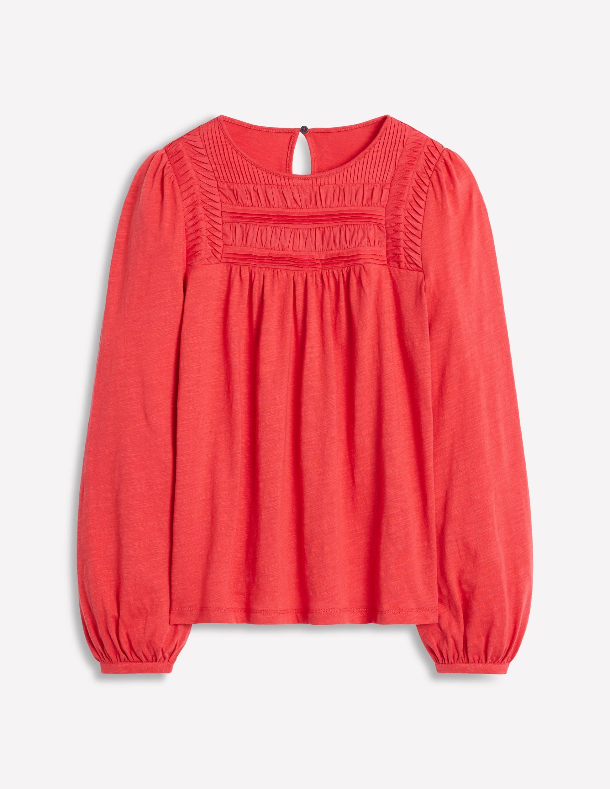 Pintuck Yoke Top-Berry Red-5