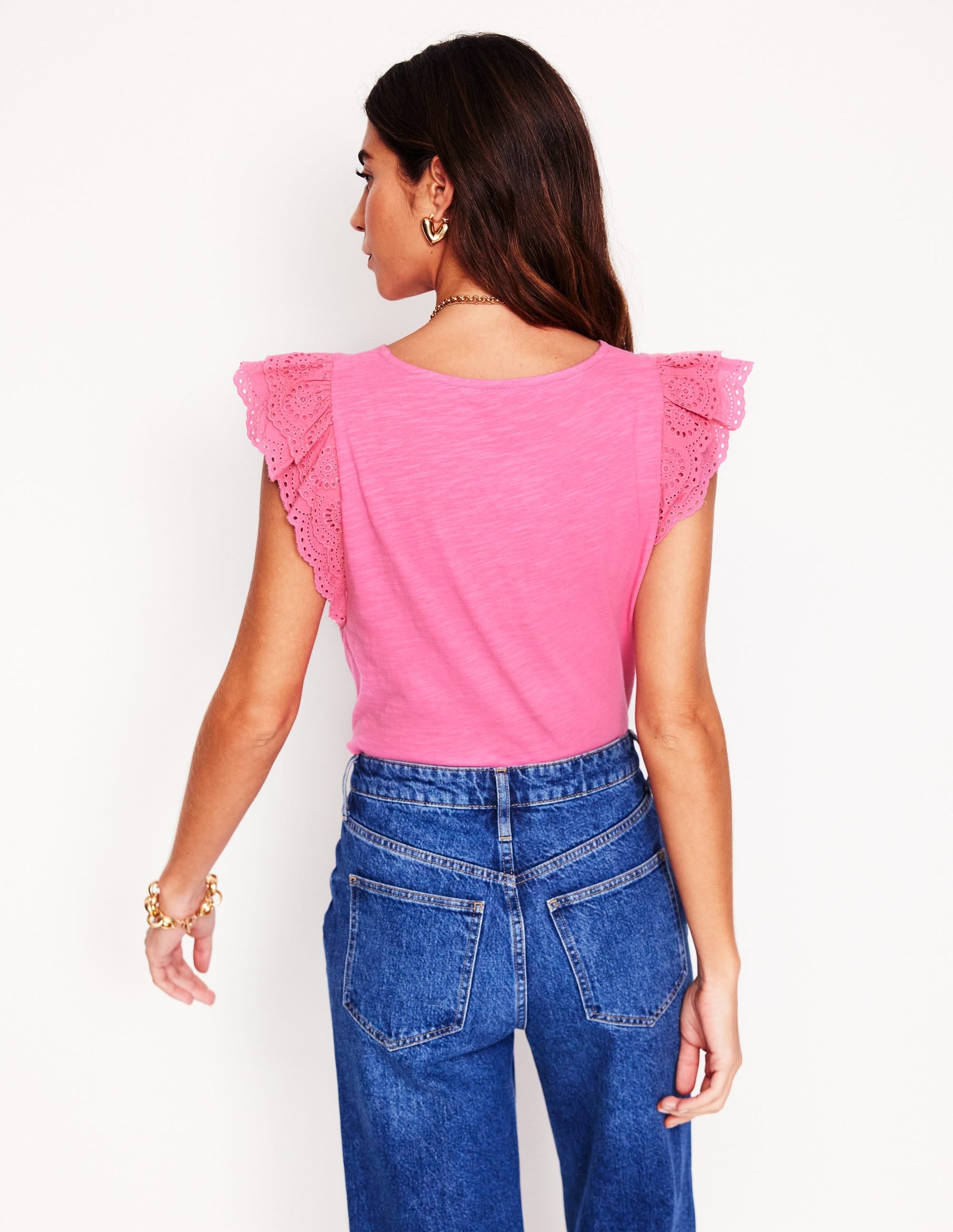 Belle Broderie Sleeve Top-Pink Rose-3