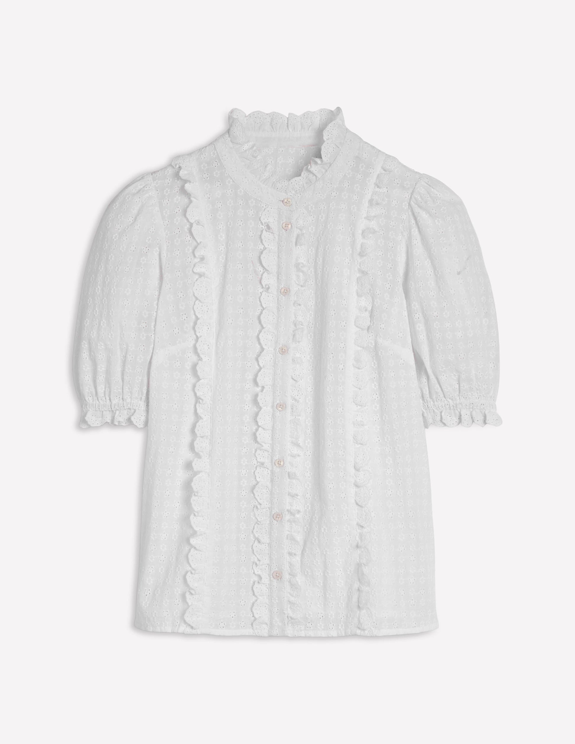 Feminine Cotton Blouse-White-6