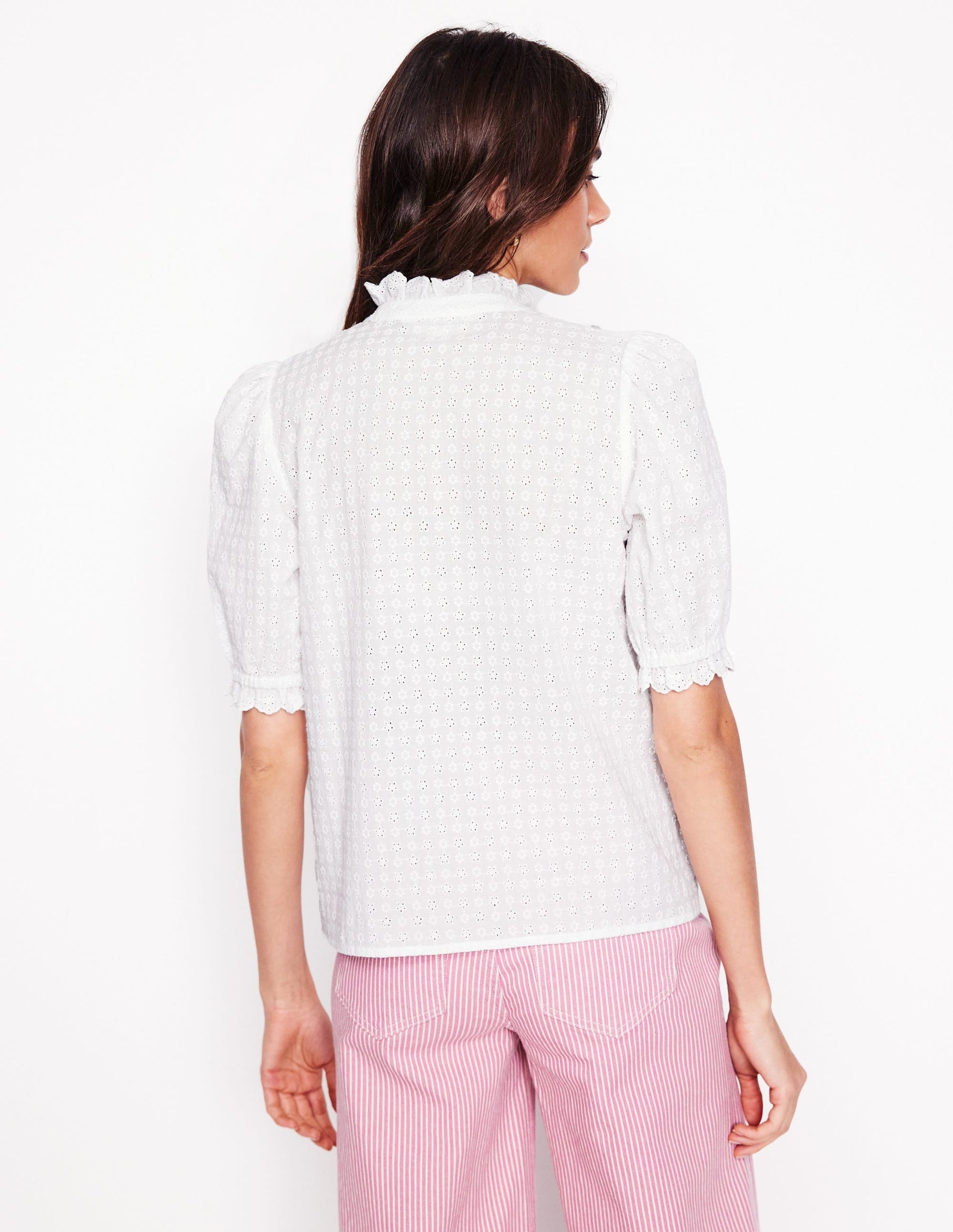 Feminine Cotton Blouse-White-3