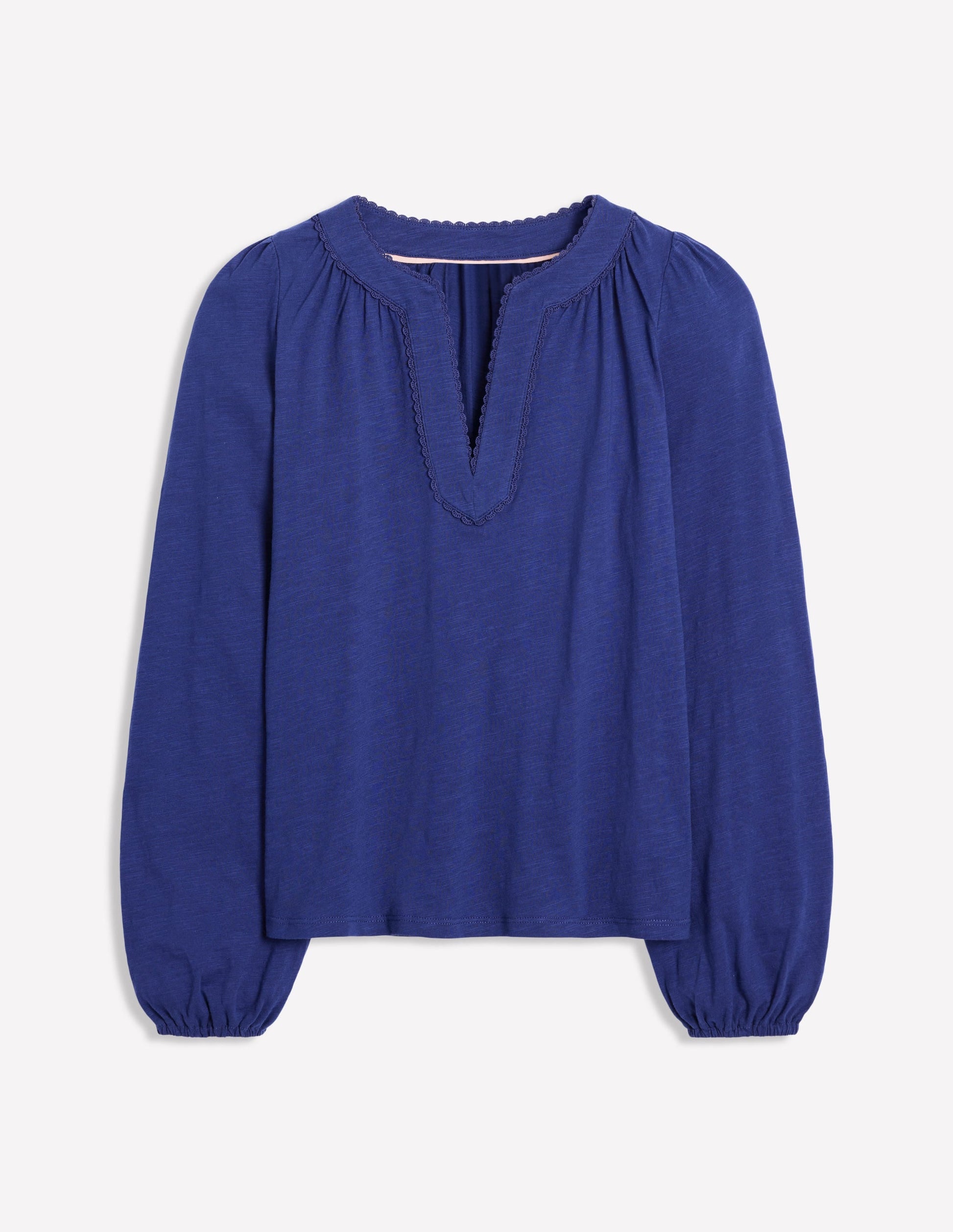 Ava Long Sleeve Trim Top-Starboard Blue-5