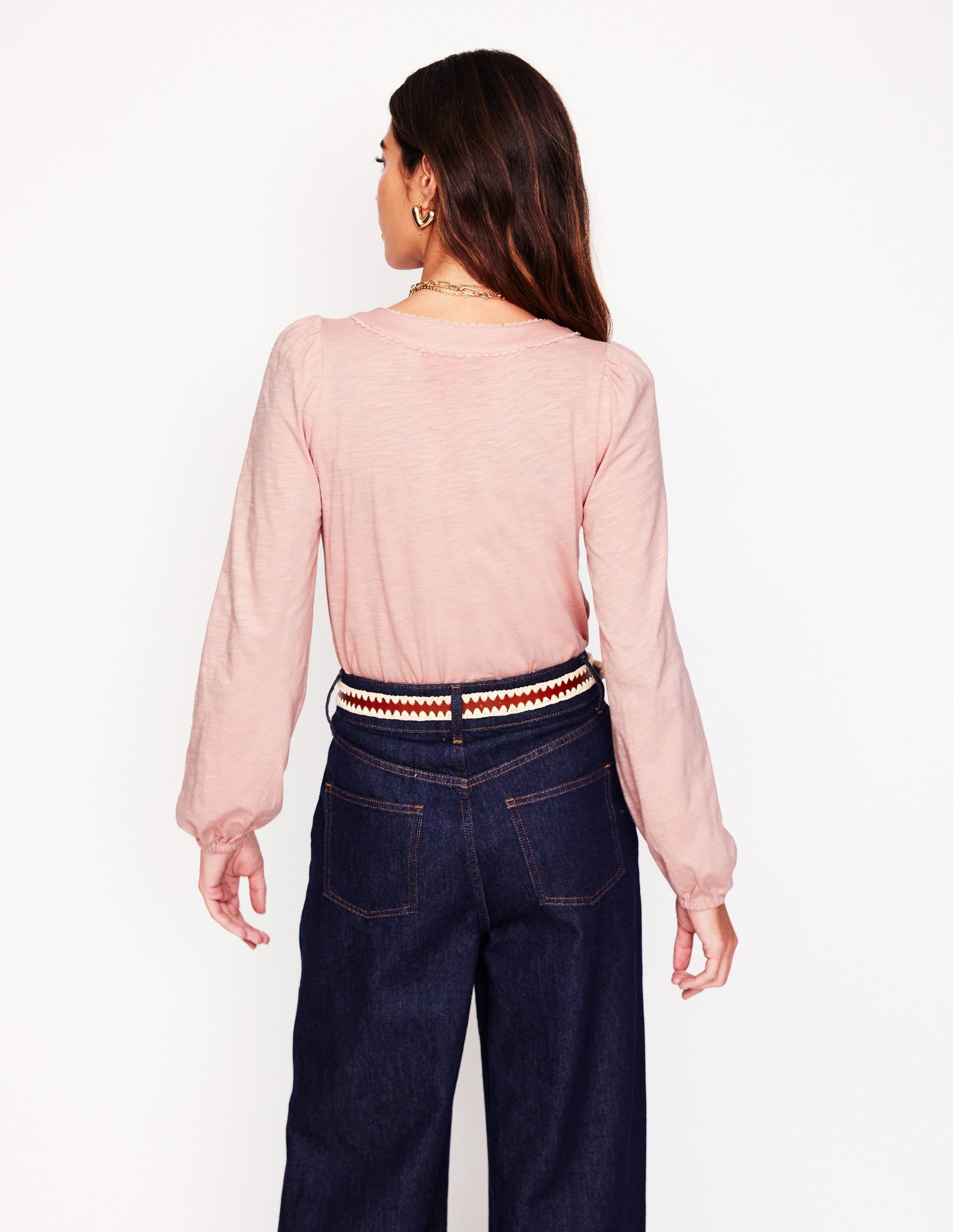 Ava Long Sleeve Trim Top-Milkshake-3