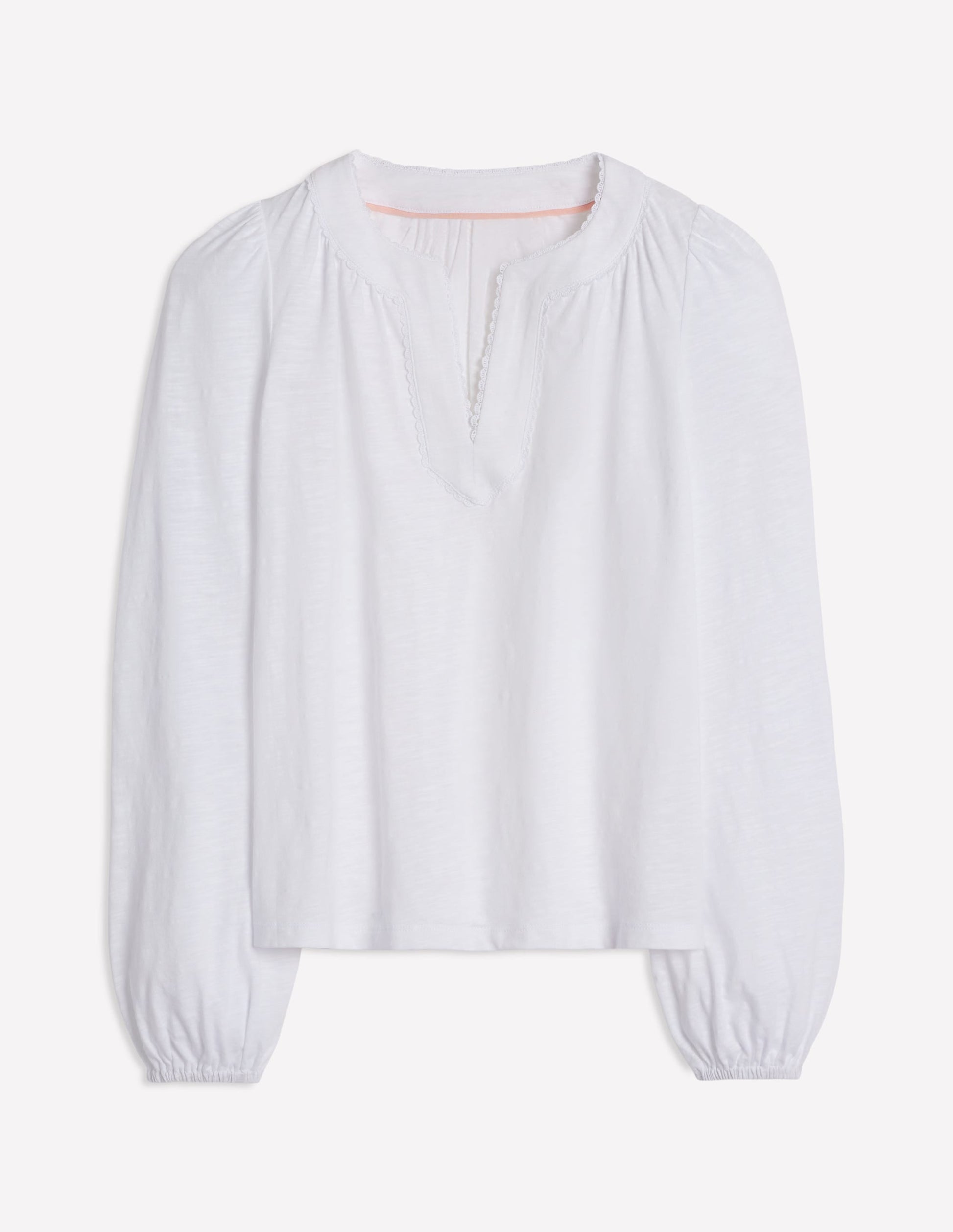 Ava Long Sleeve Trim Top-White-5