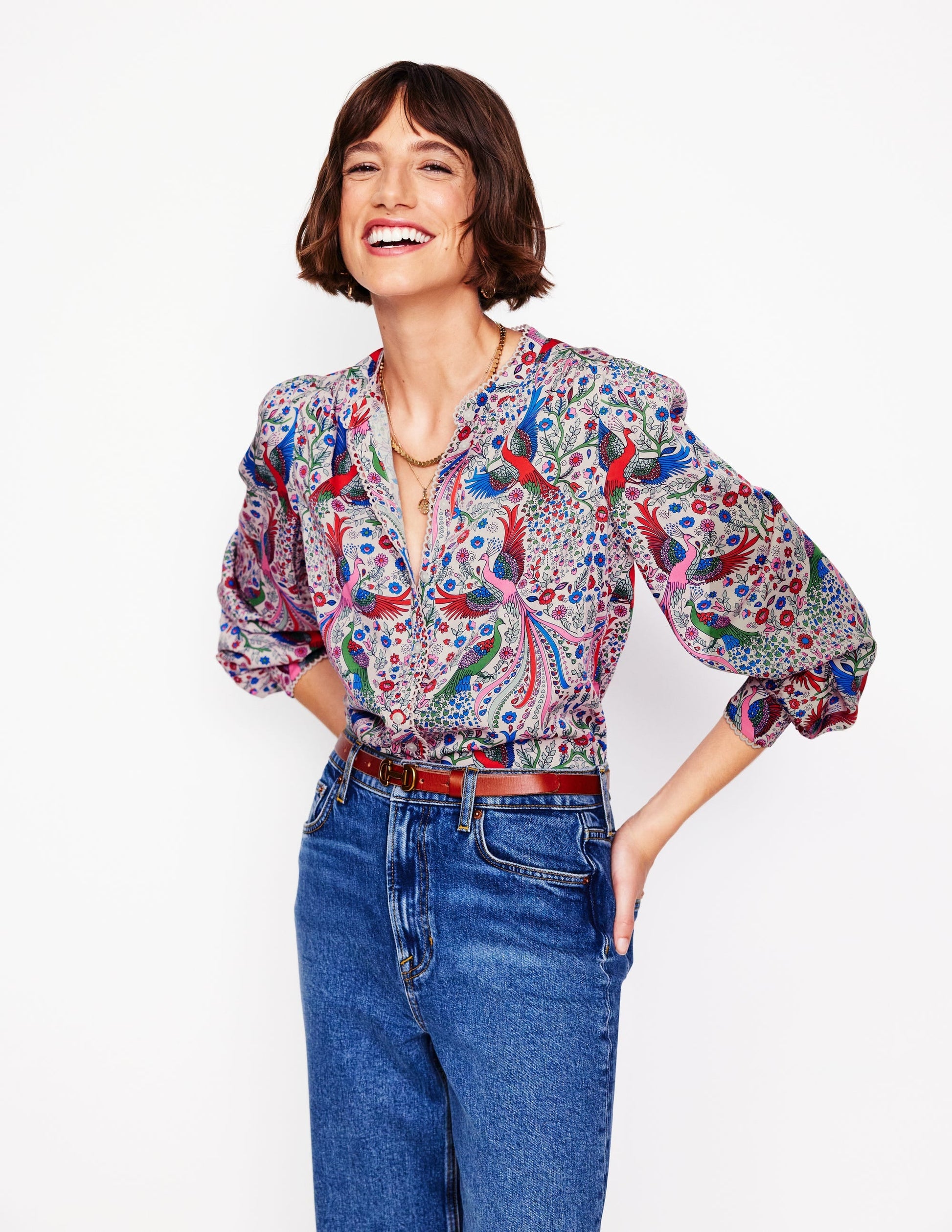 Ara Long Sleeve Top-Multi, Enchanting Peacock-1