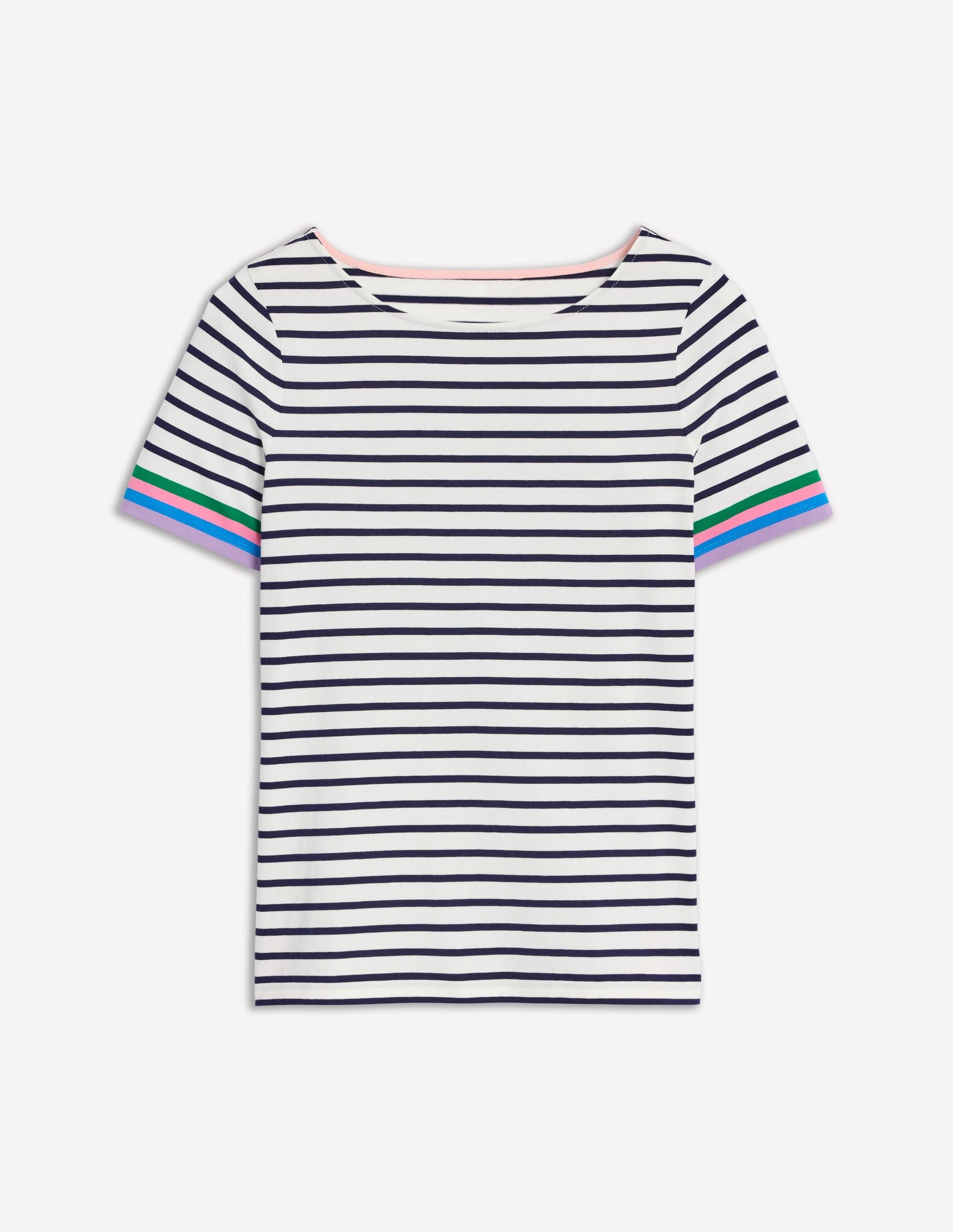 Ella Short Sleeve Breton-Emerald, Purple Sleeve Stripe-5