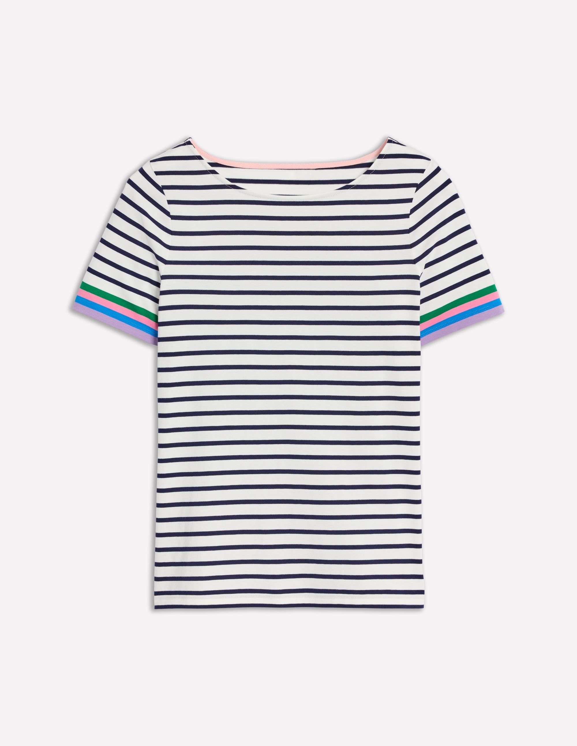 Ella Short Sleeve Breton-Emerald, Purple Sleeve Stripe - Image 5