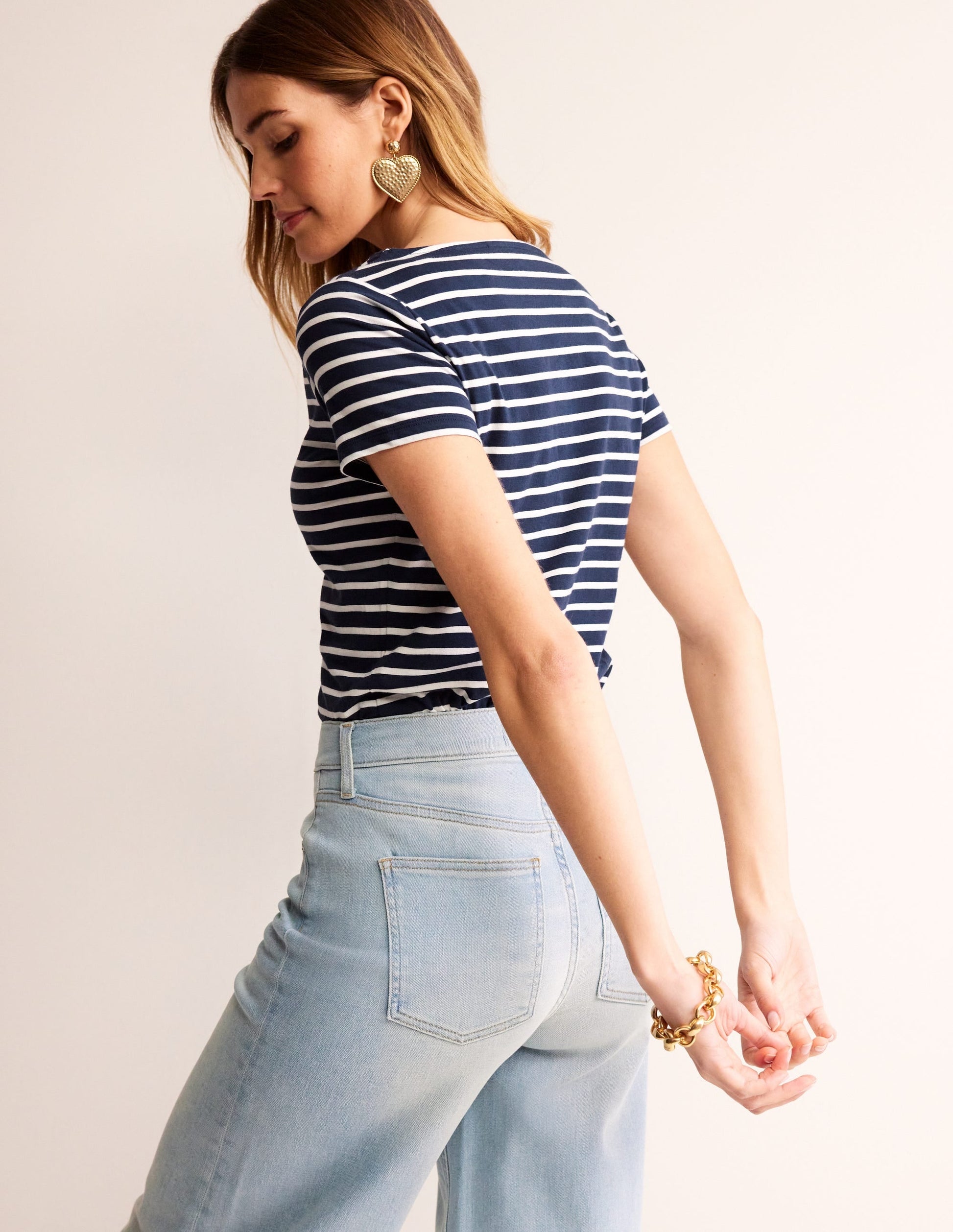 Ella Short Sleeve Breton-Navy, Ivory-3