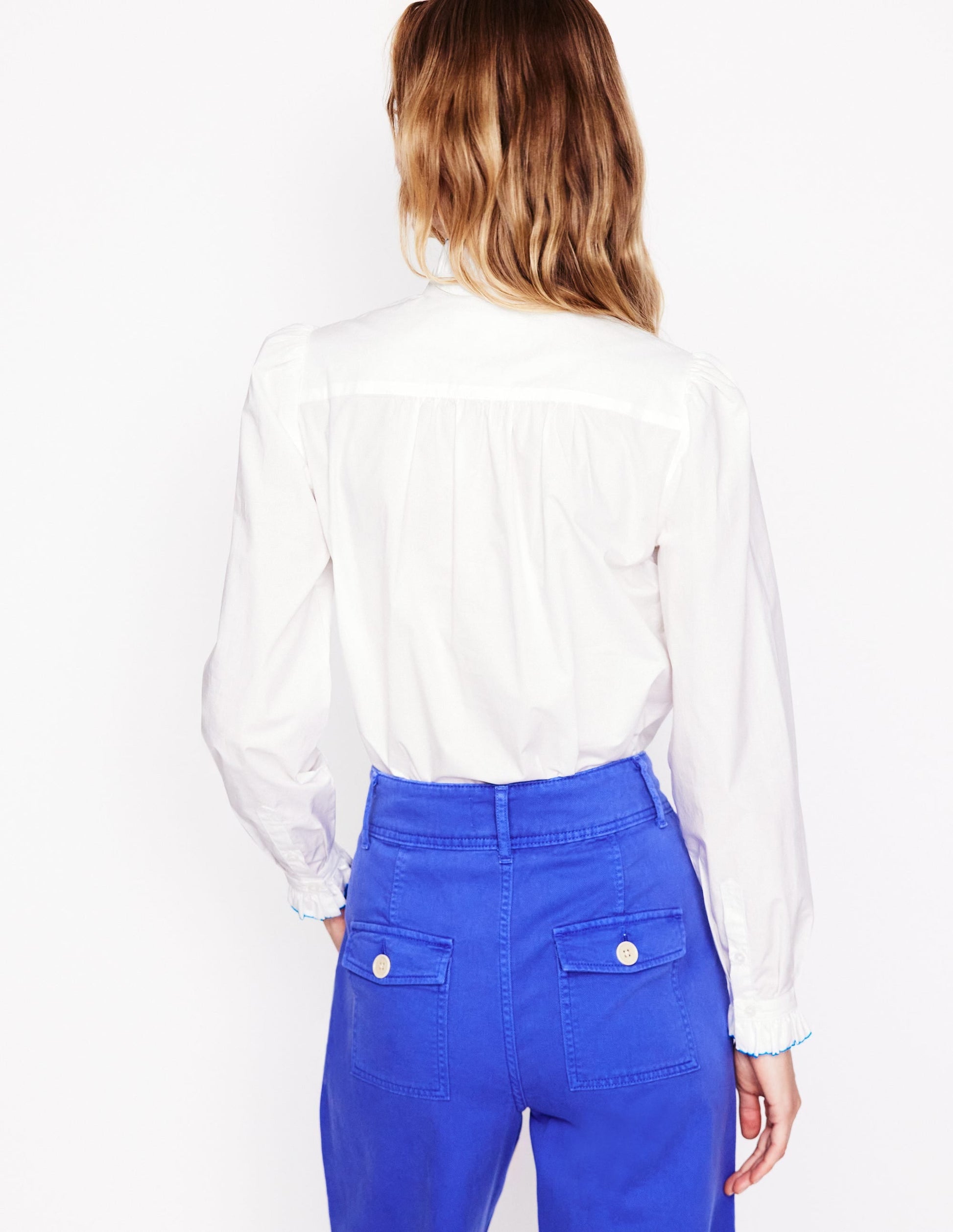 Felicity Cotton Blouse-White, Multi Stitch-3