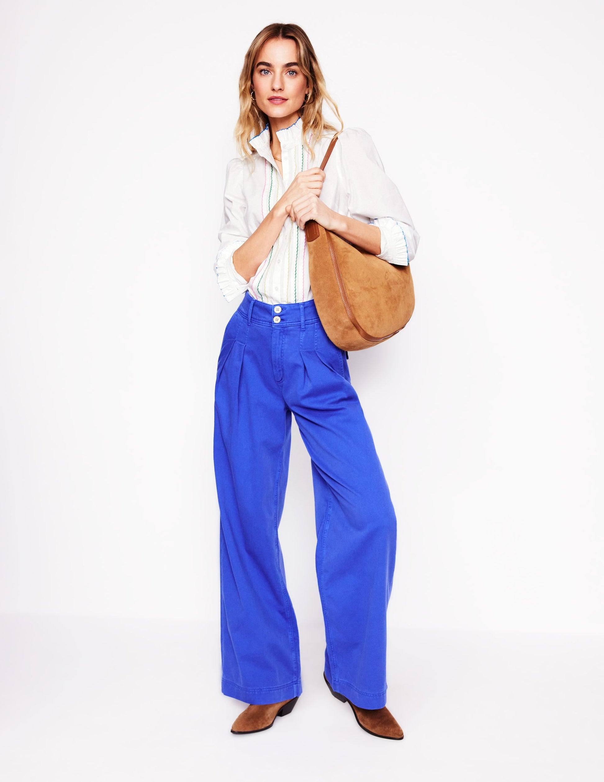 Felicity Cotton Blouse-White, Multi Stitch-4