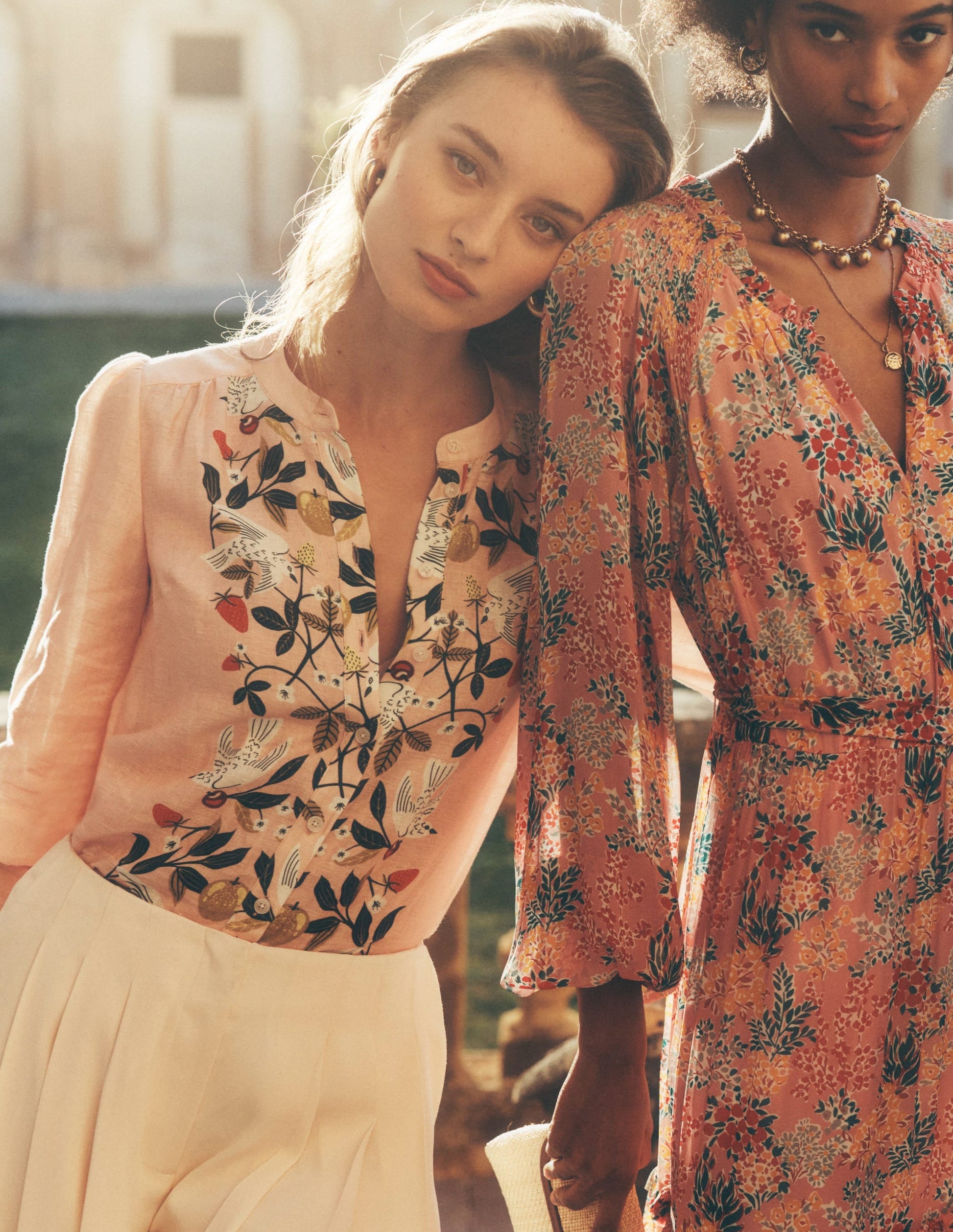 Alicia Linen Top-Provence Pink, Bird Paradise-1