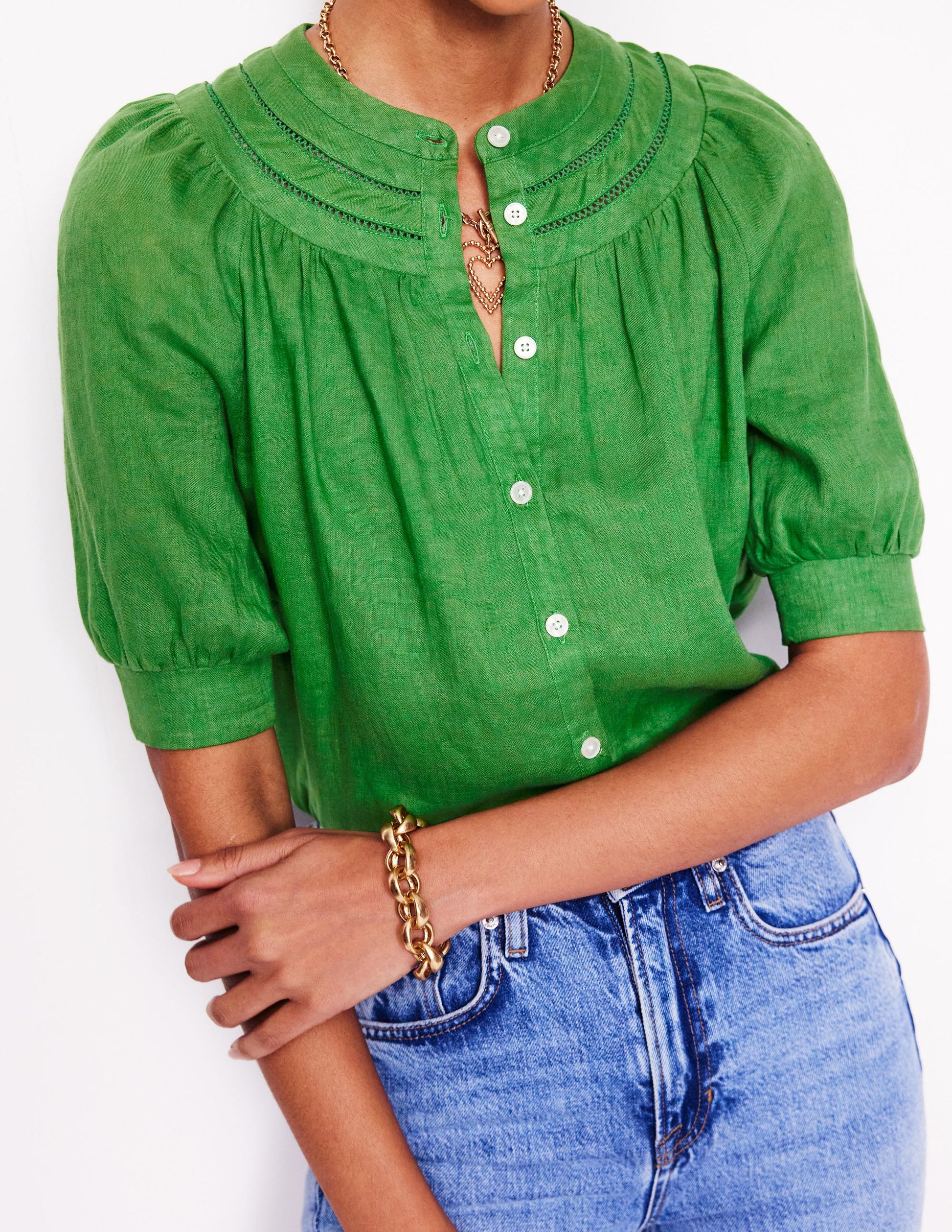 Bea Linen Top-Paradise Green-2