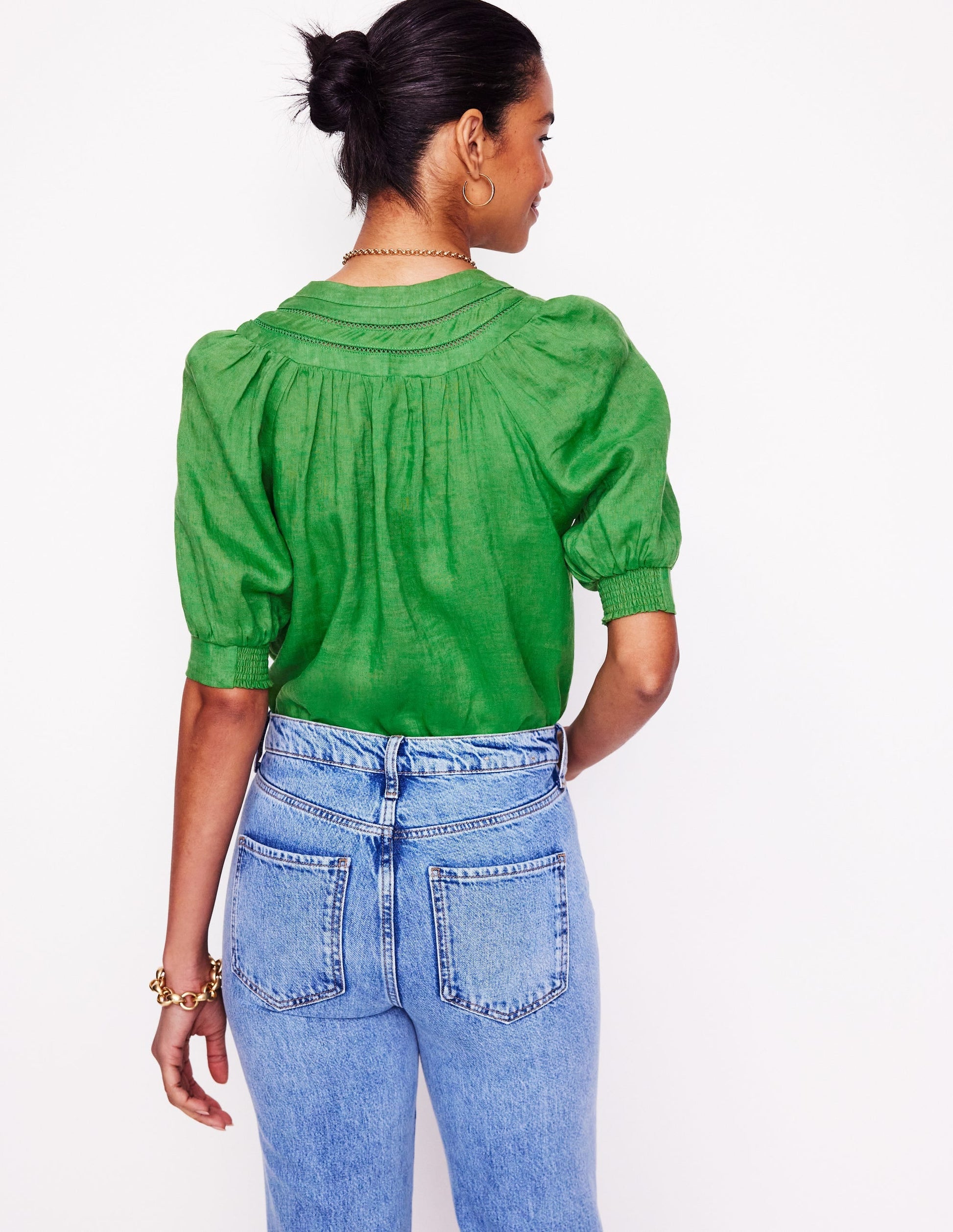 Bea Linen Top-Paradise Green-3