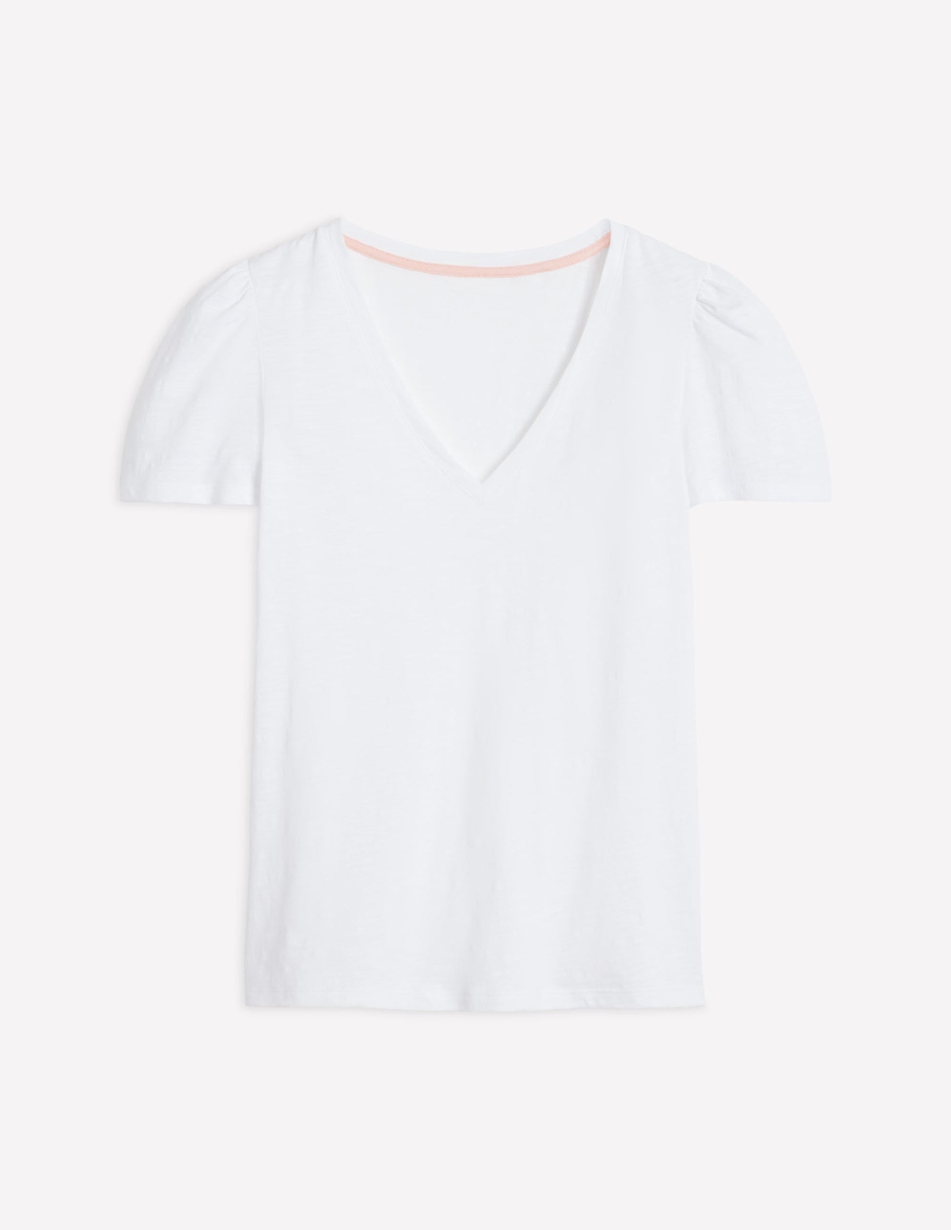 Short Sleeve V Neck T-shirt-White-6