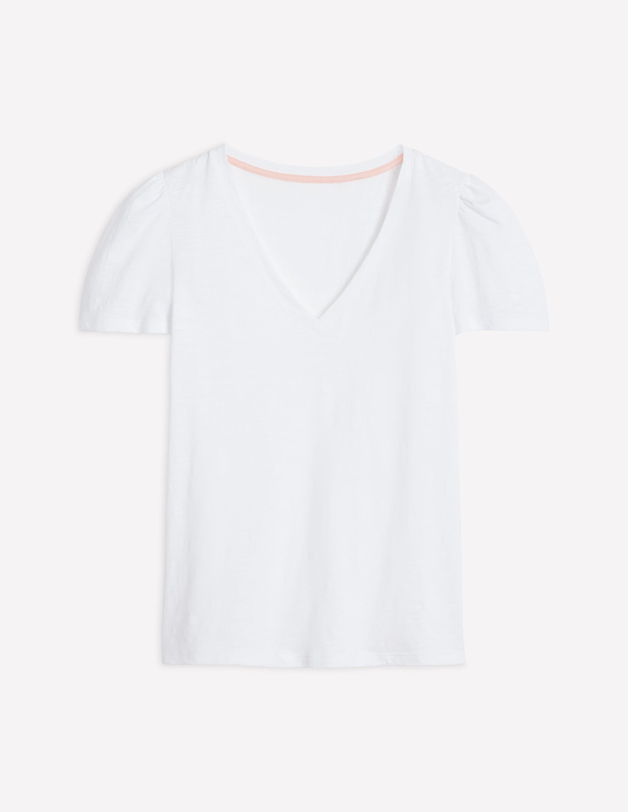 Short Sleeve V Neck T-shirt-White - Image 6