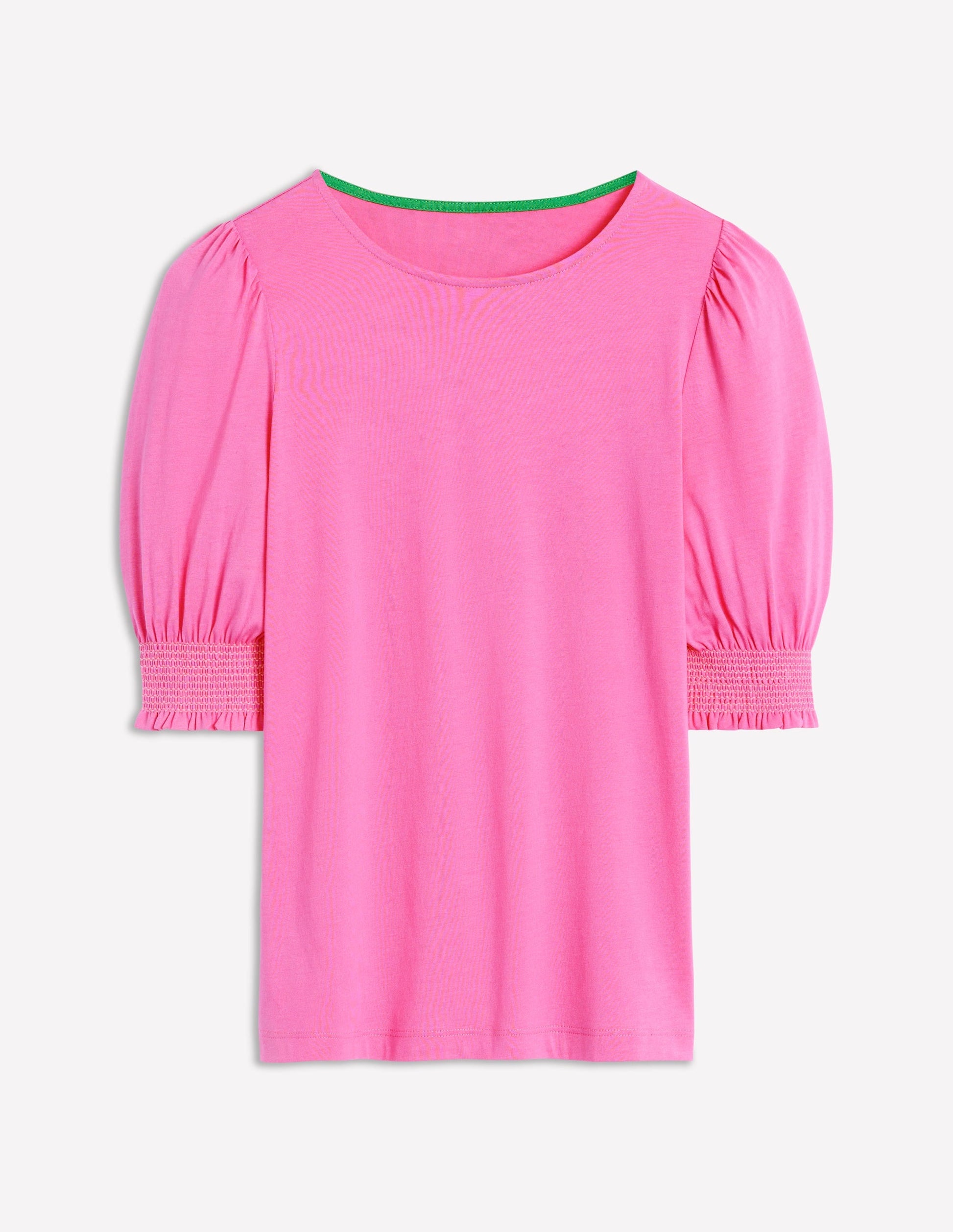 Short Sleeve Smocked Cuff Top-Tickled Pink-5