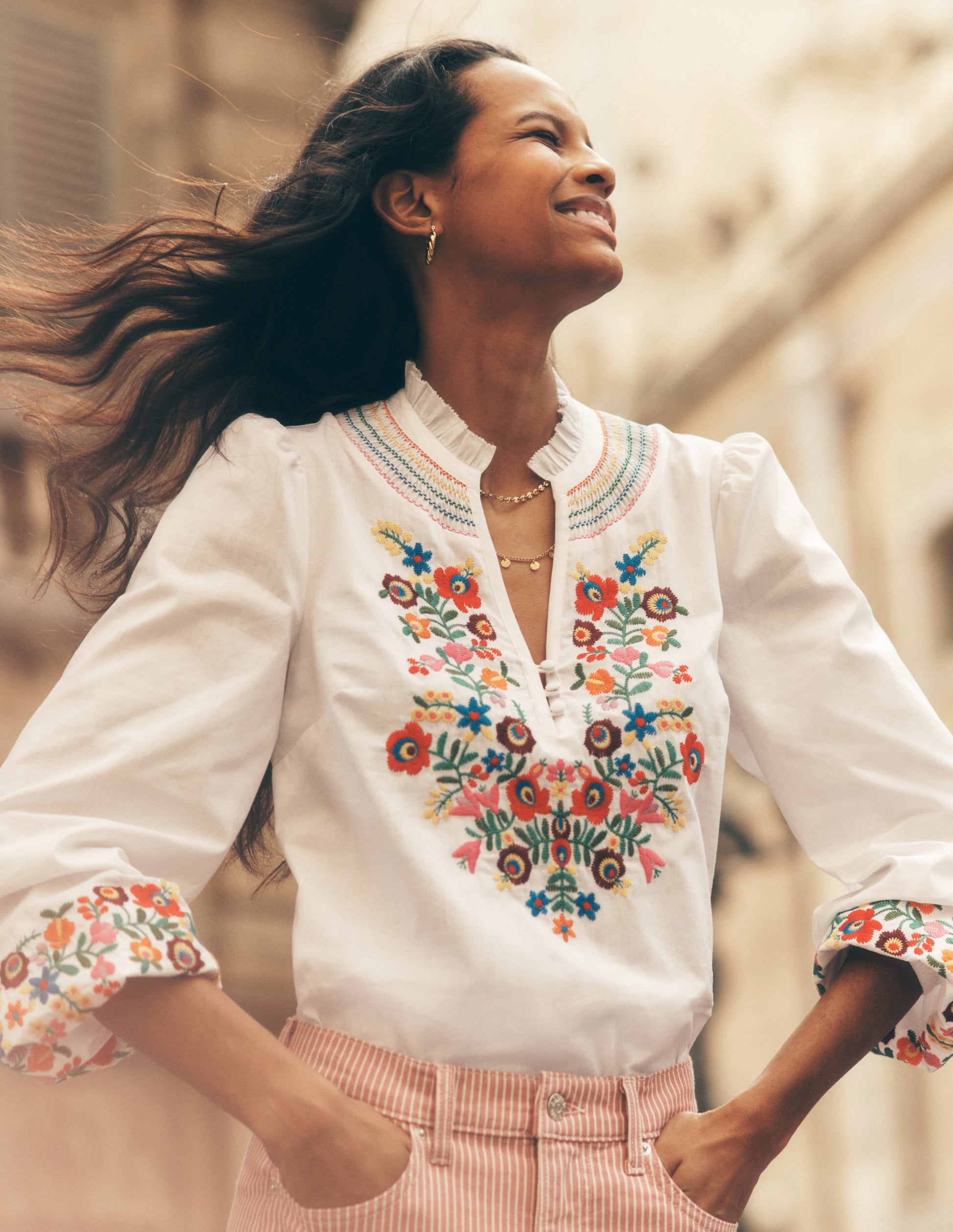 Embroidered Cotton Top-White, Multi Embroidery-6