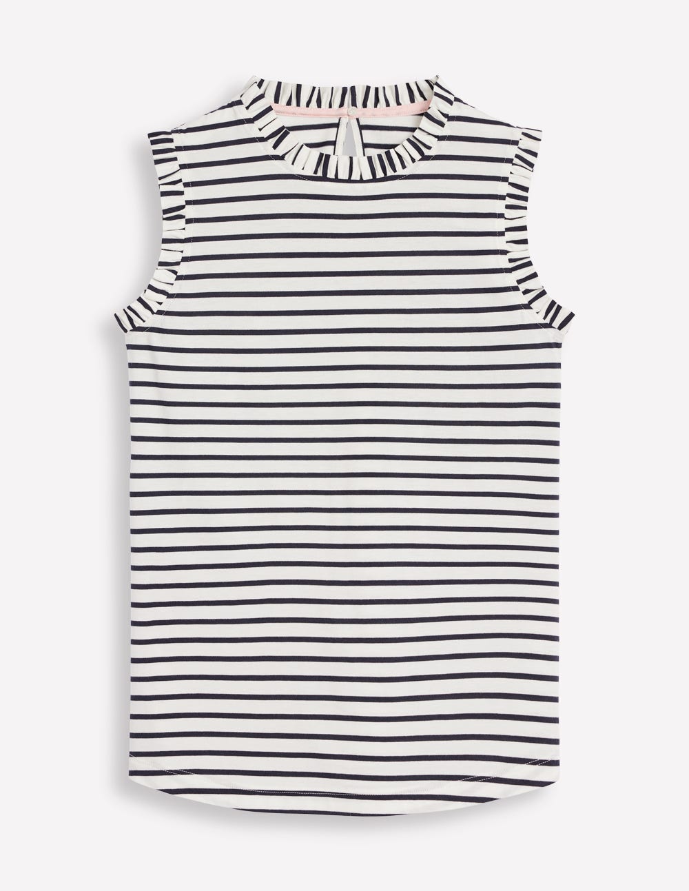 Supersoft Frill Detail Vest-Ivory, Navy Stripe-5
