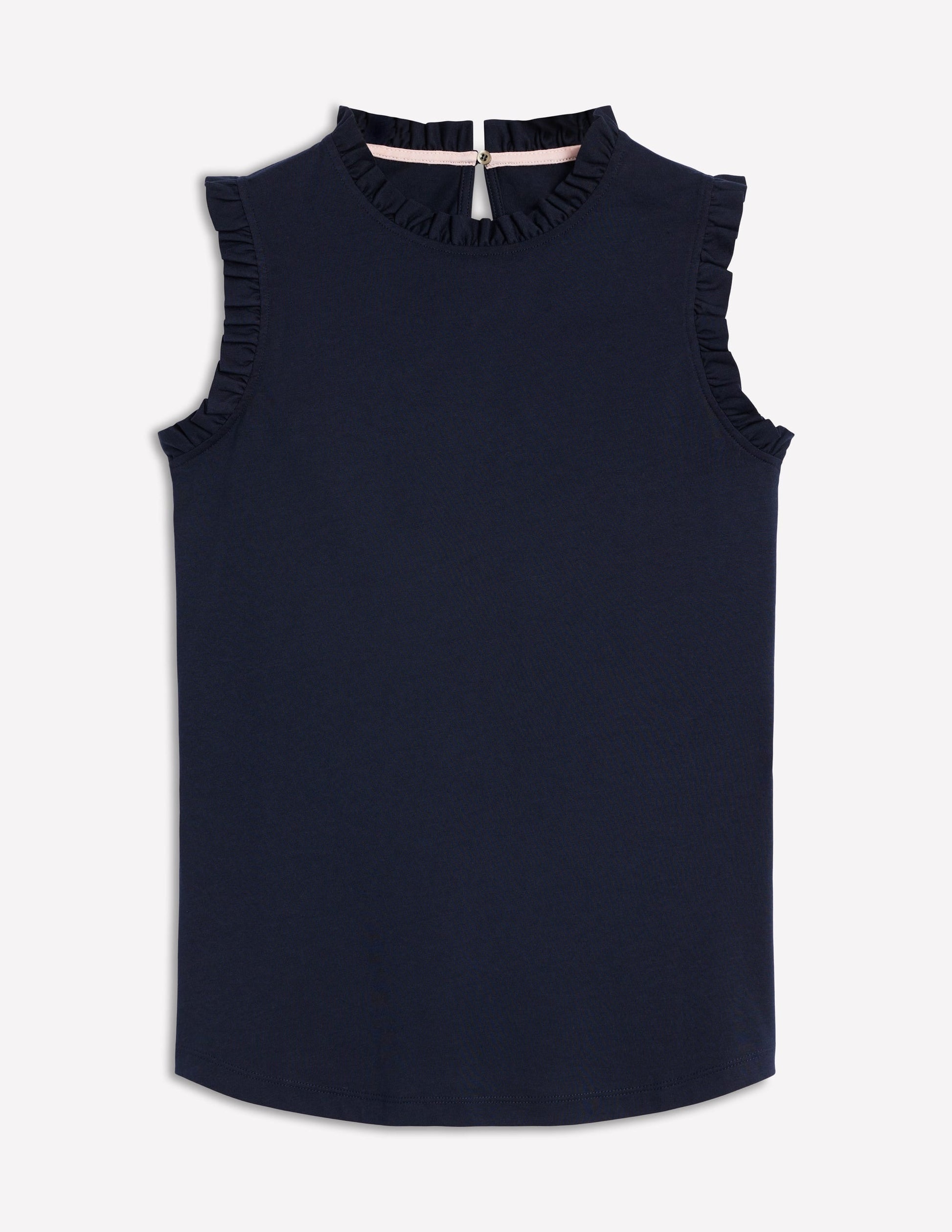 Supersoft Frill Detail Vest-Navy-5