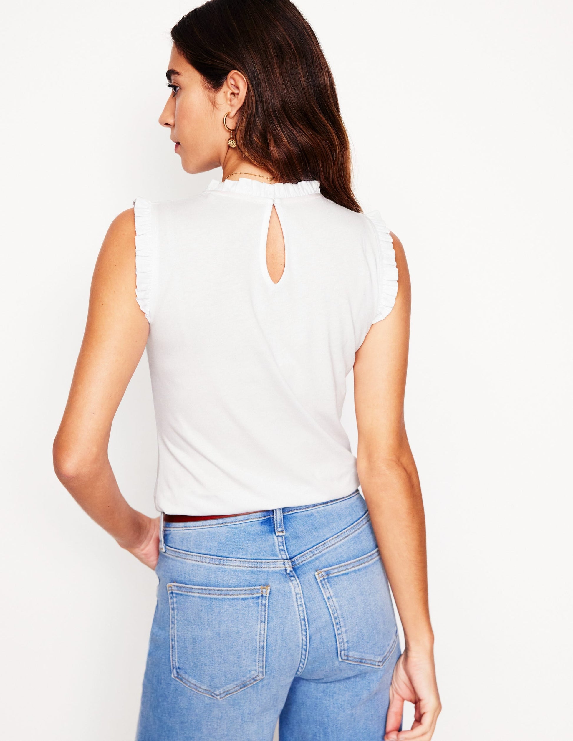 Supersoft Frill Detail Vest-White-3