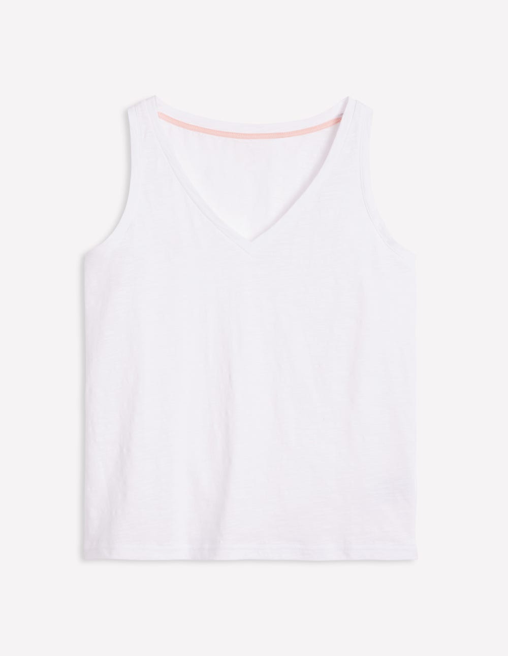 Regular V-Neck Slub Vest-White - Image 5