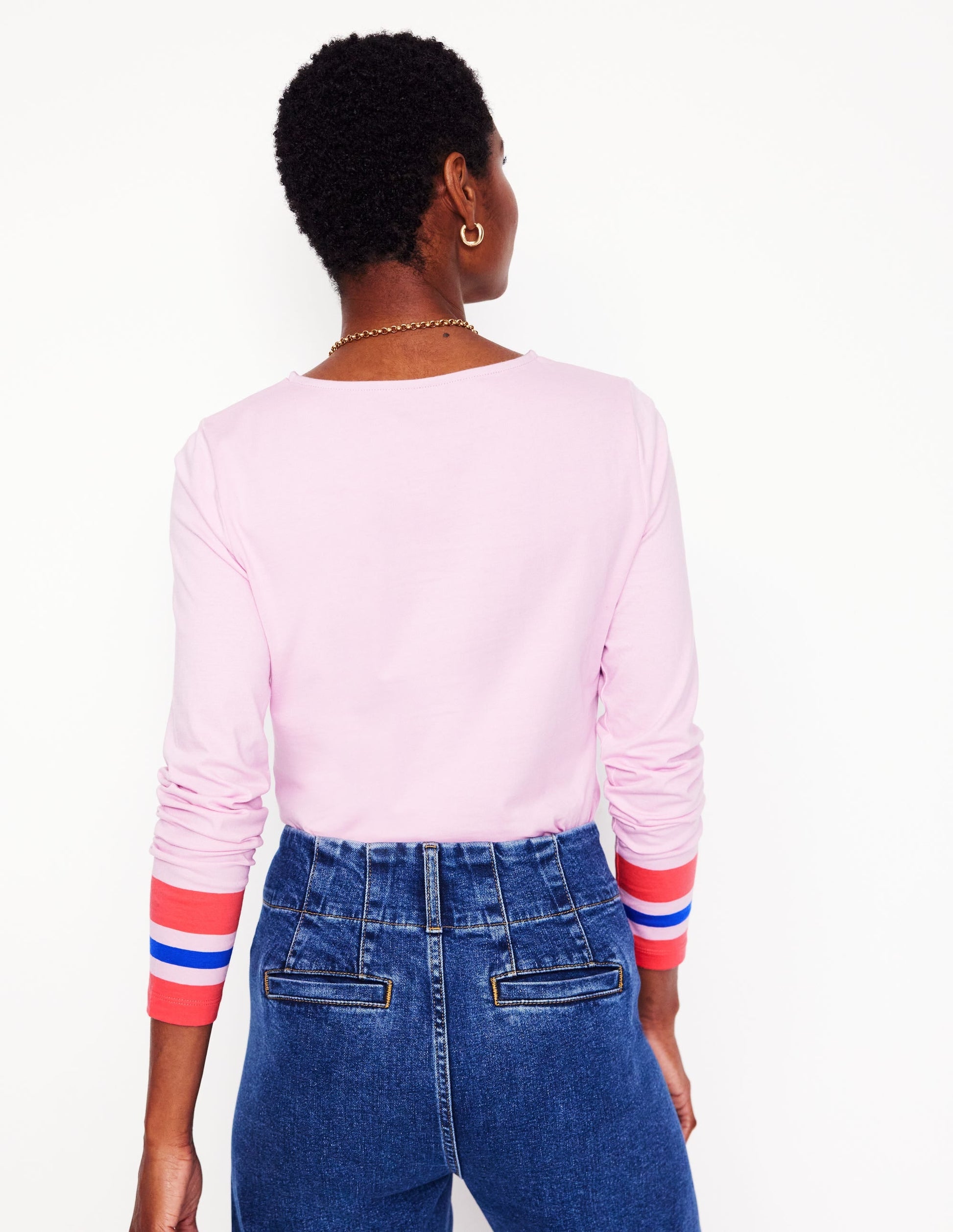 Stripe Cuff Top-Mauve and Camelia Pink Stripe-2