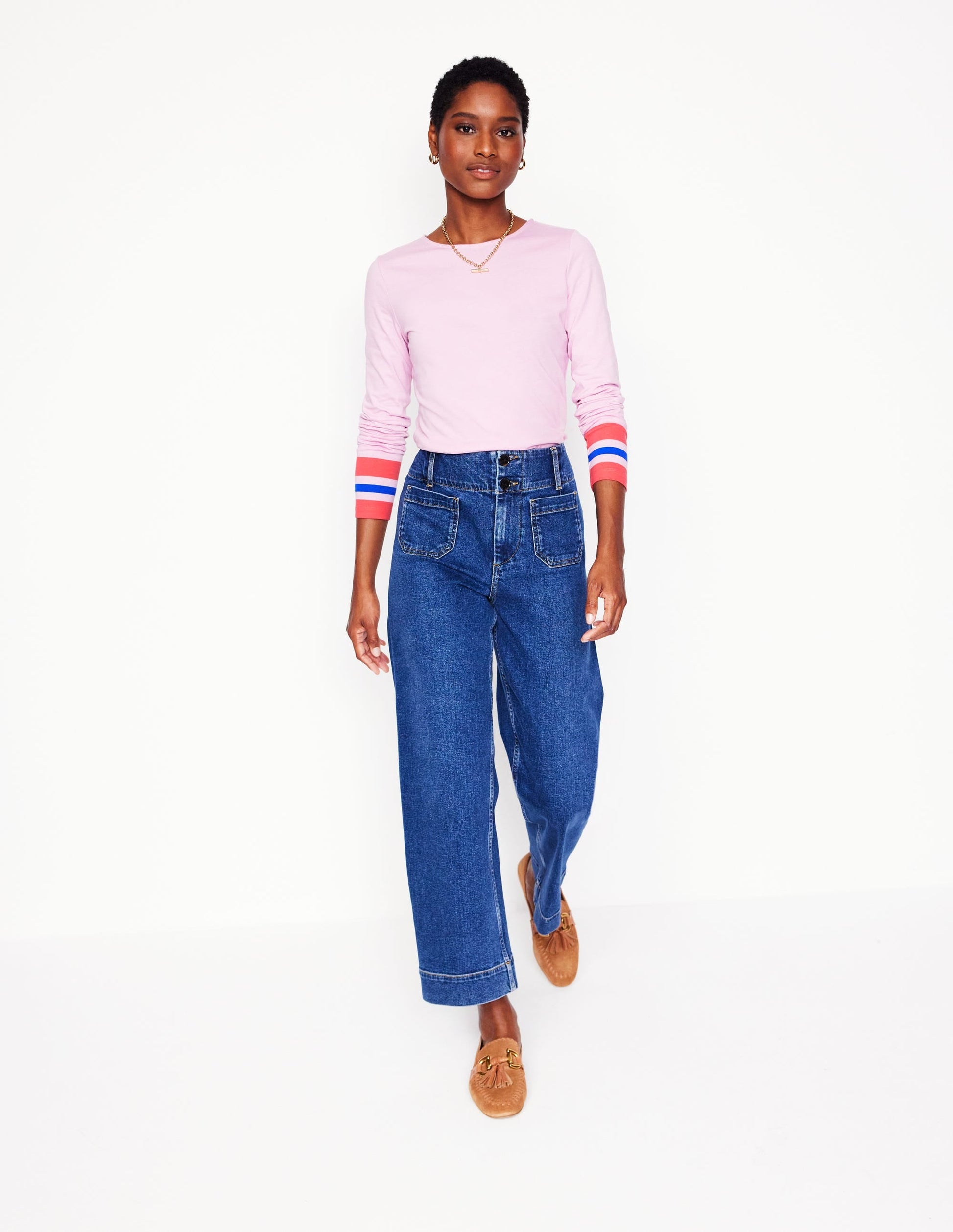 Stripe Cuff Top-Mauve and Camelia Pink Stripe-1