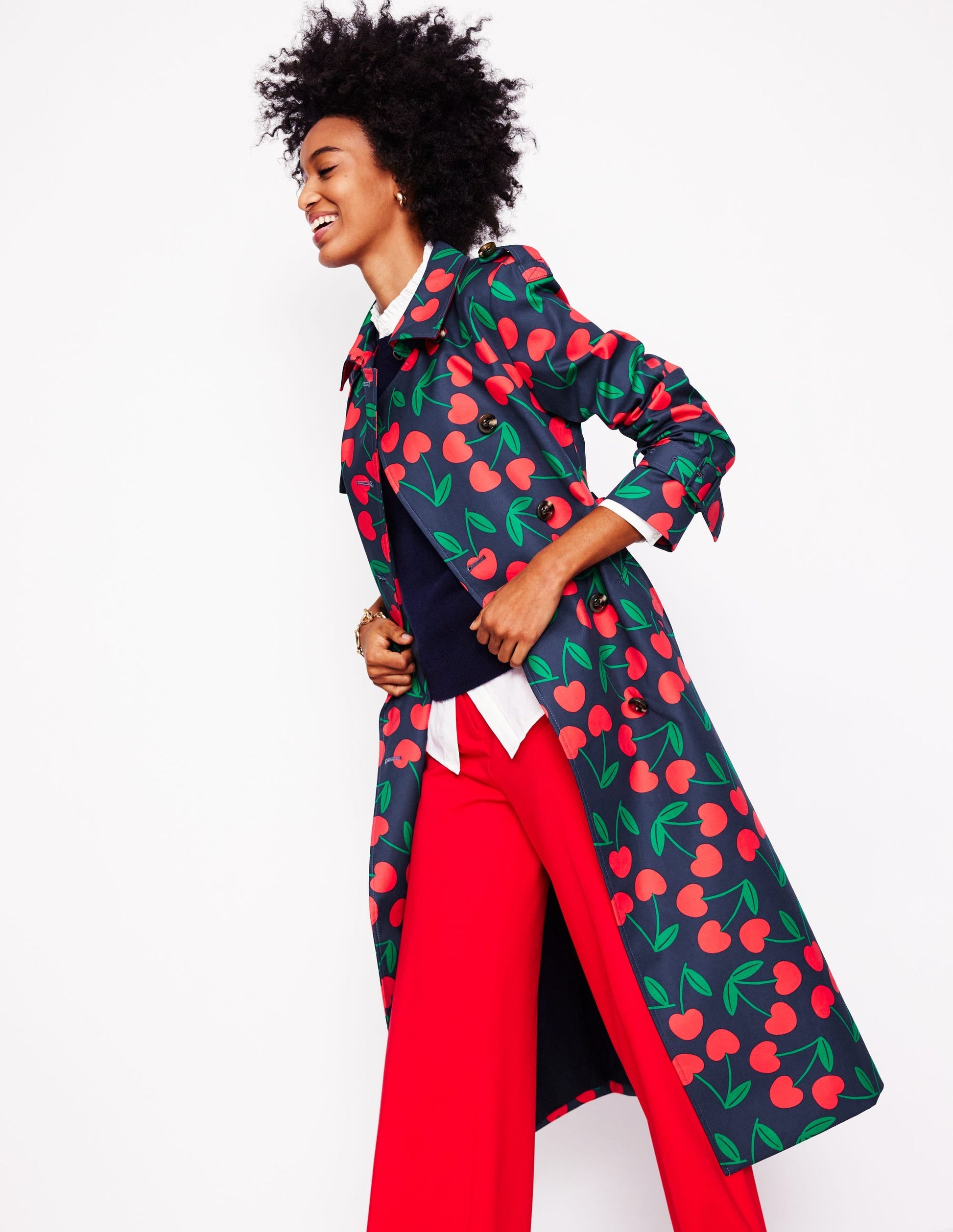 Cheltenham Trench Coat-French Navy, Cherry Scatter-1