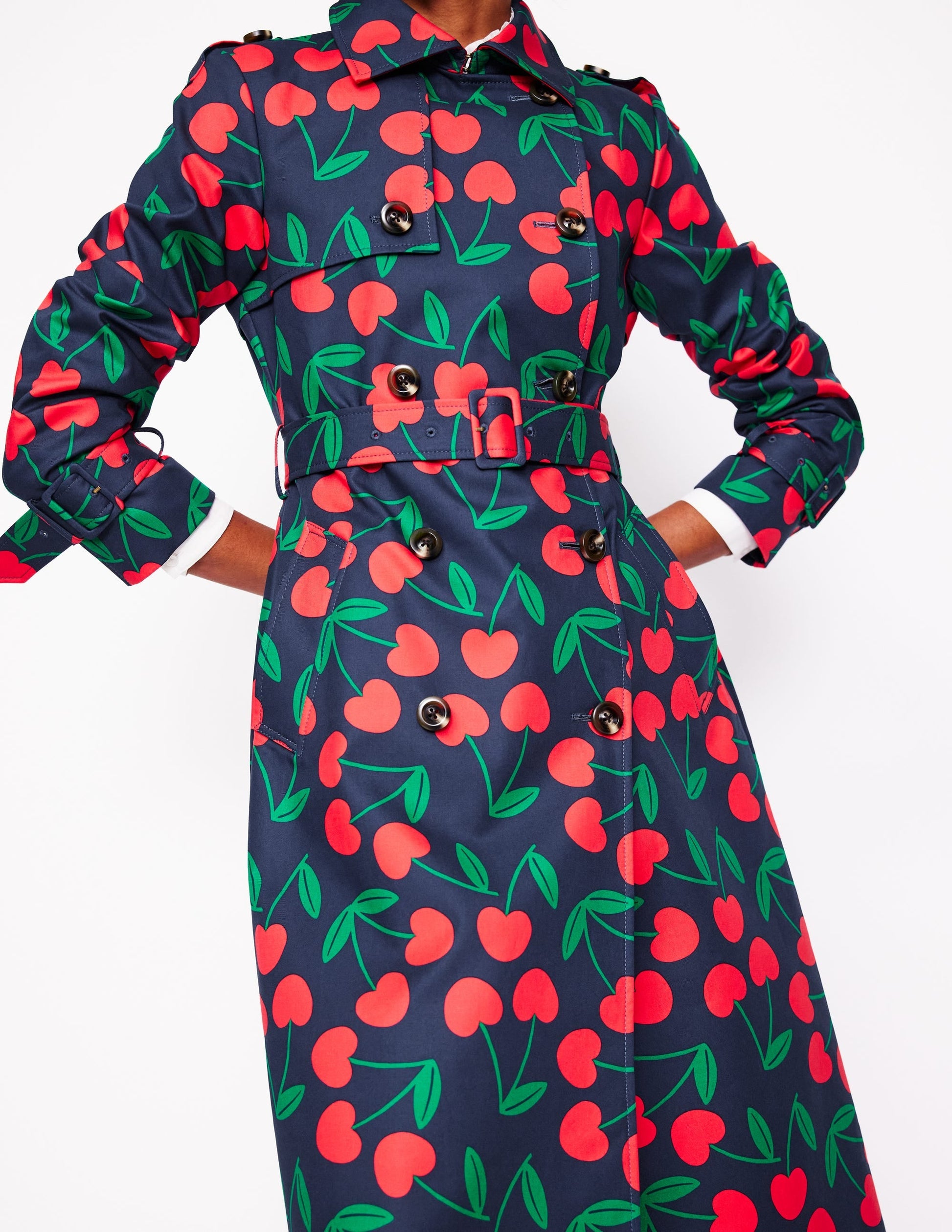 Cheltenham Trench Coat-French Navy, Cherry Scatter-3