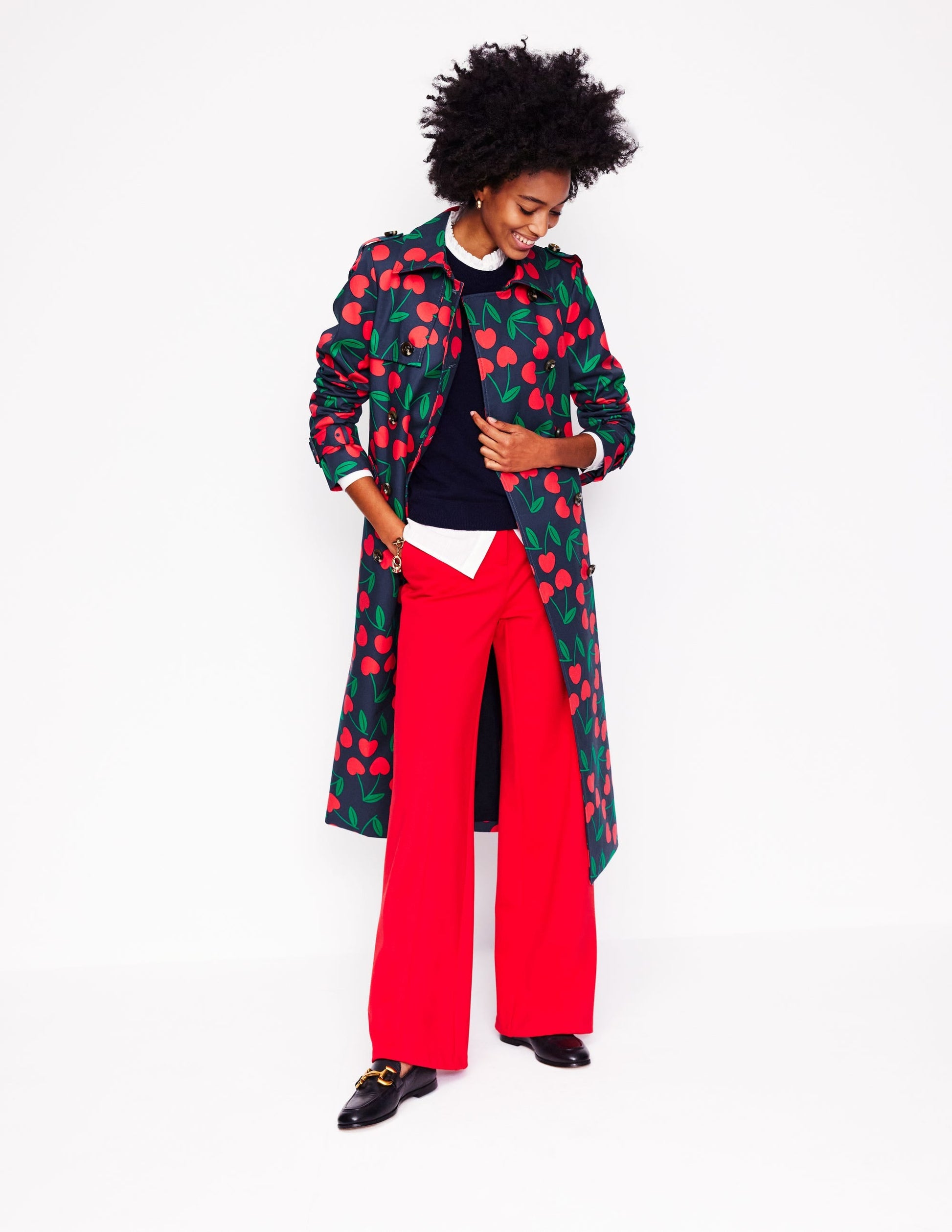 Cheltenham Trench Coat-French Navy, Cherry Scatter-5