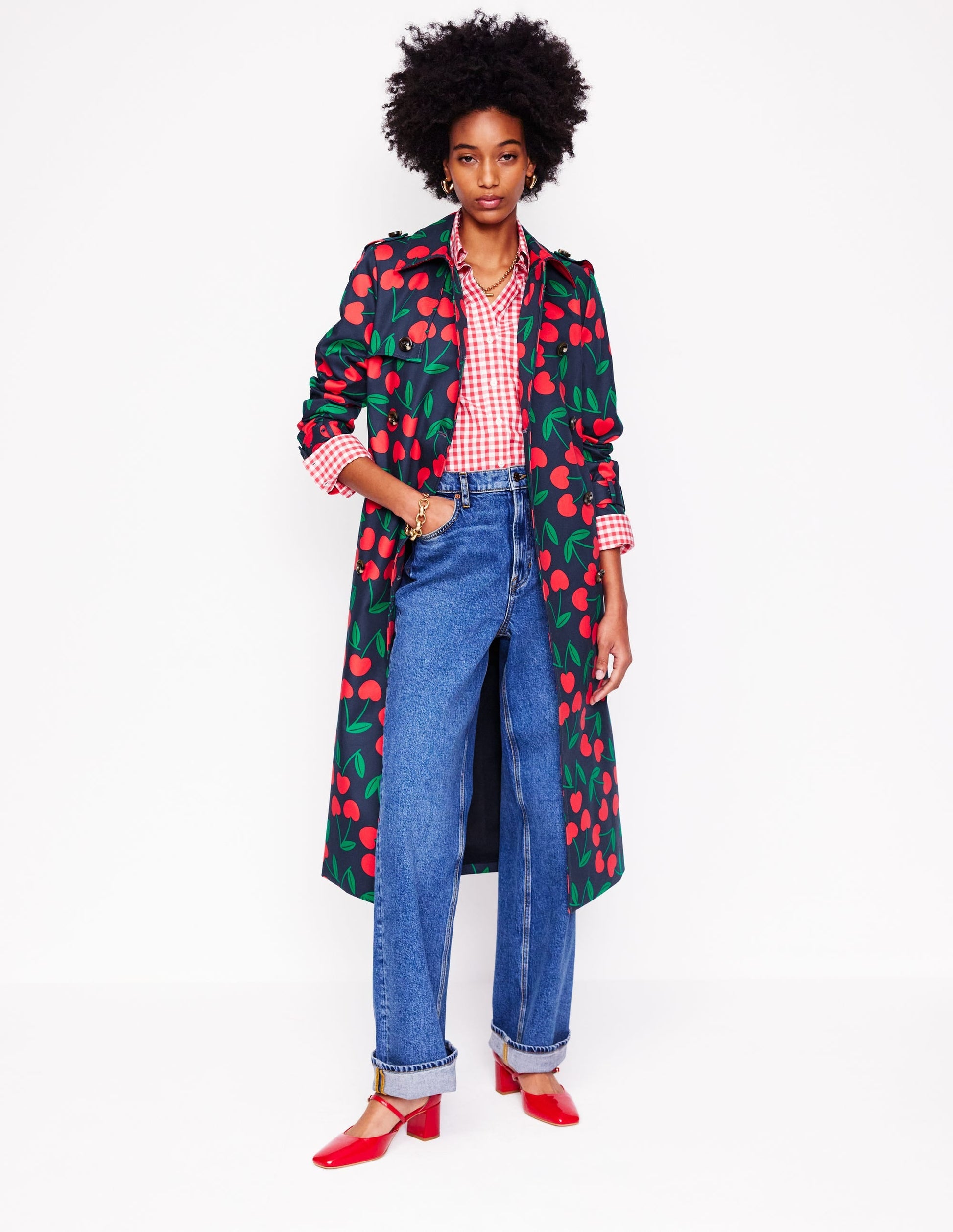 Cheltenham Trench Coat-French Navy, Cherry Scatter-6