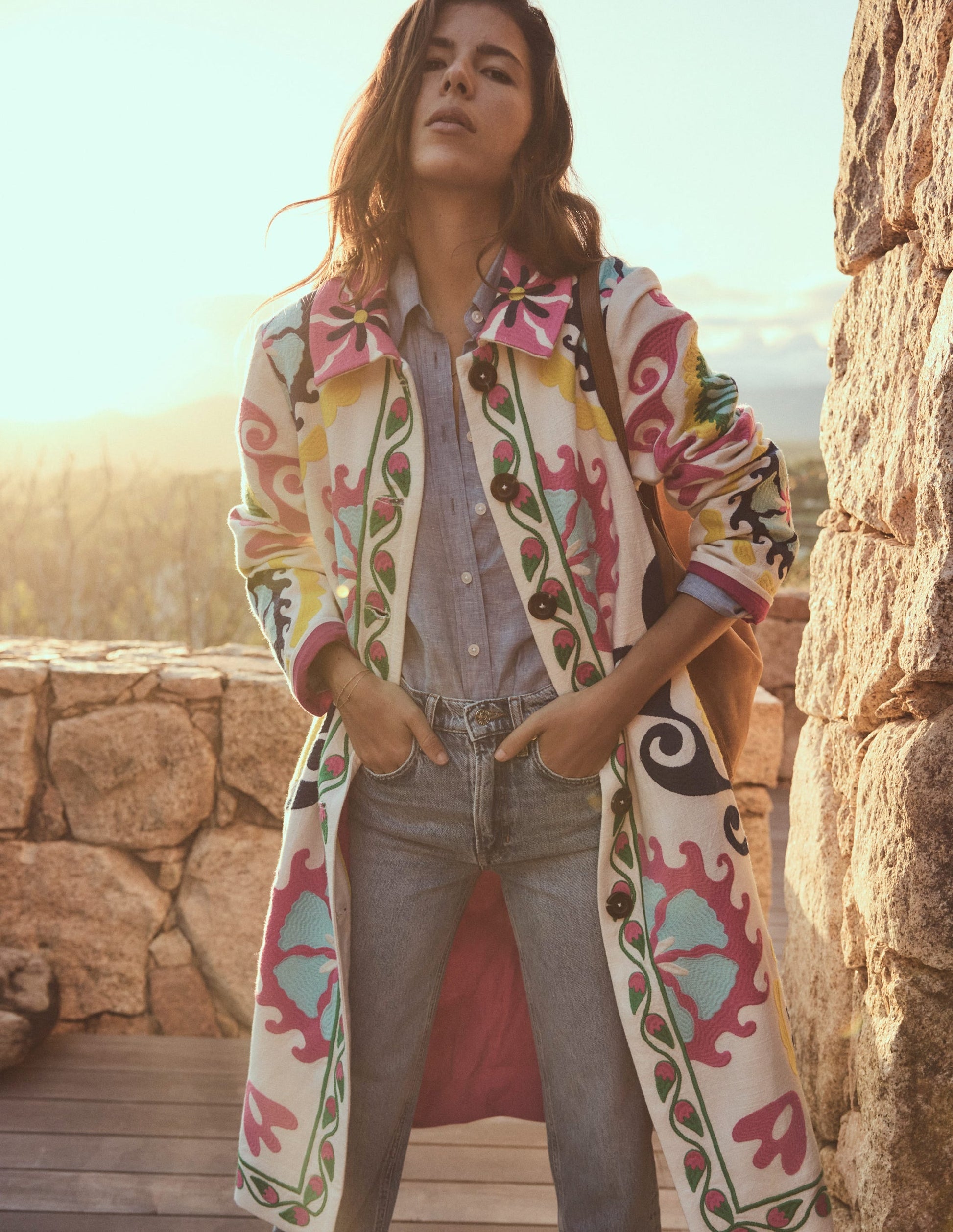 Embroidered Souvenir Coat-Multi, Ornamental Wave-2