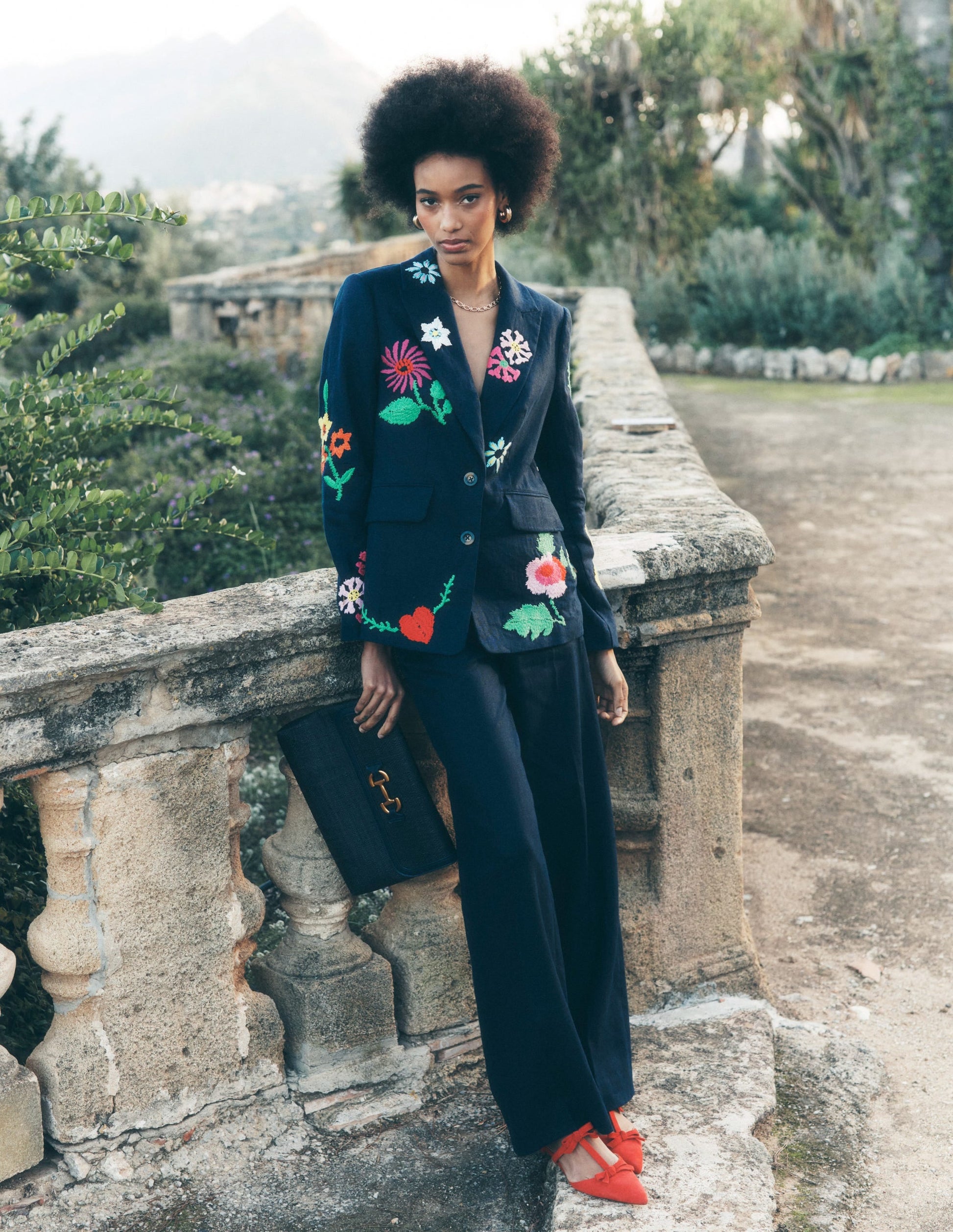 Marylebone Interest Blazer-Navy Embroidery-1