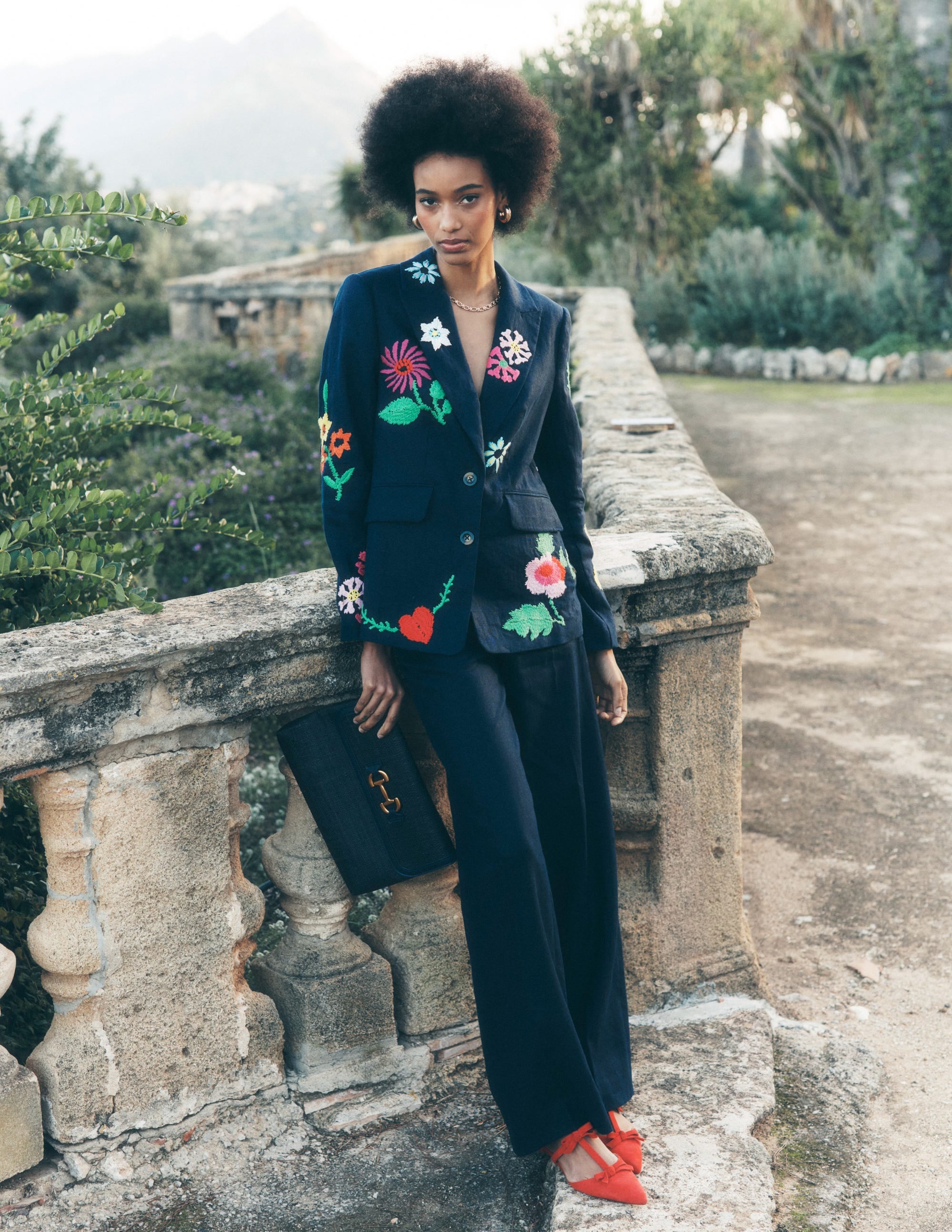 Marylebone Interest Blazer-Navy Embroidery - Image 1