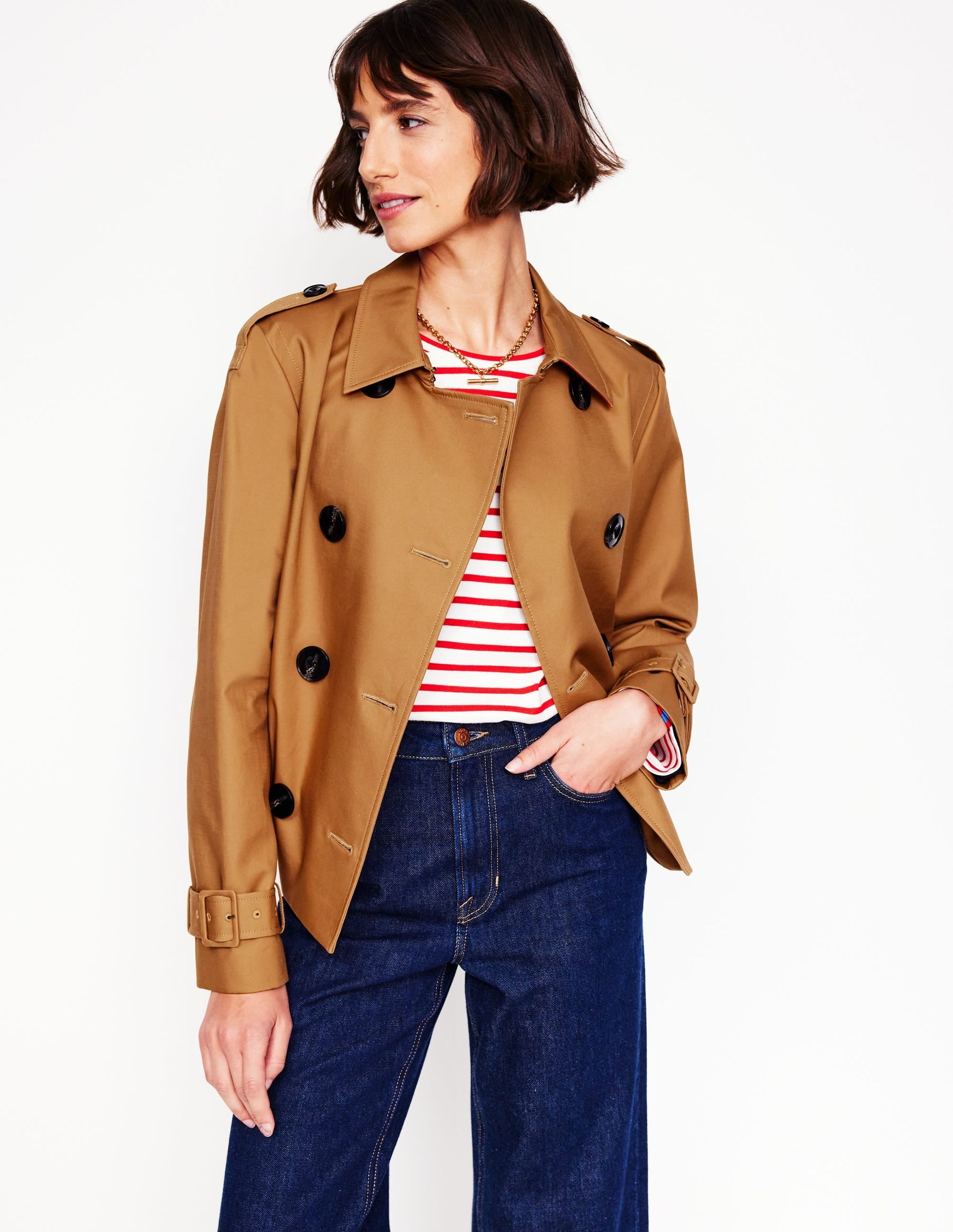 Mayfair Cropped Trench-Hazelnut Brown-1