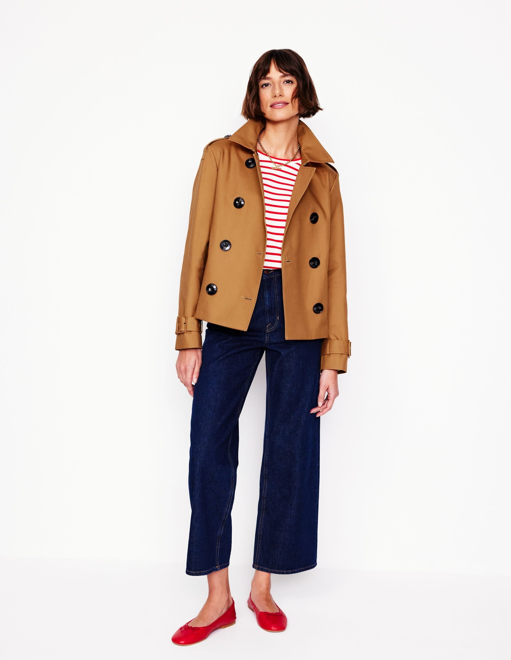 Mayfair Cropped Trench-Hazelnut Brown - Image 4