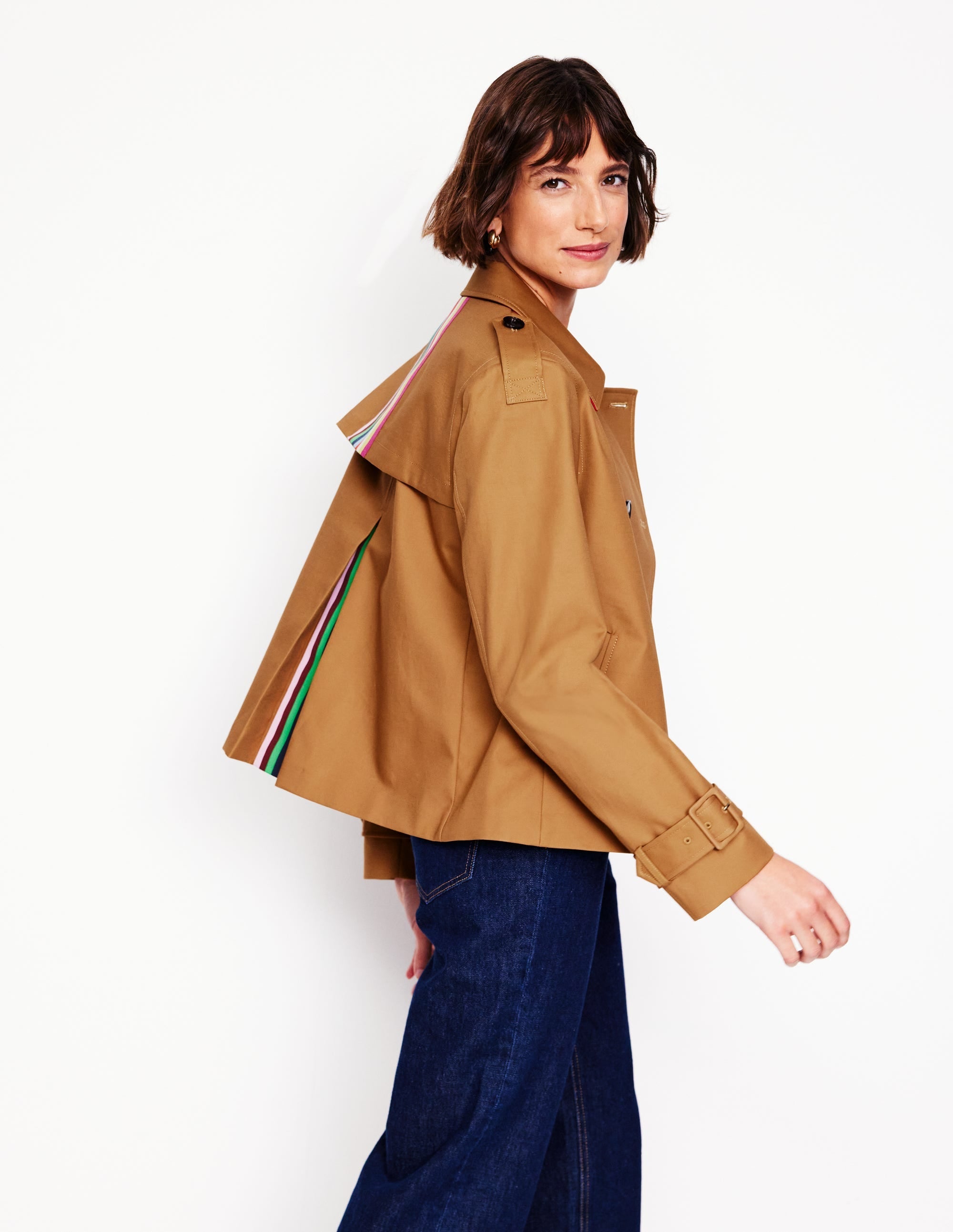 Mayfair Cropped Trench-Hazelnut Brown - Image 5