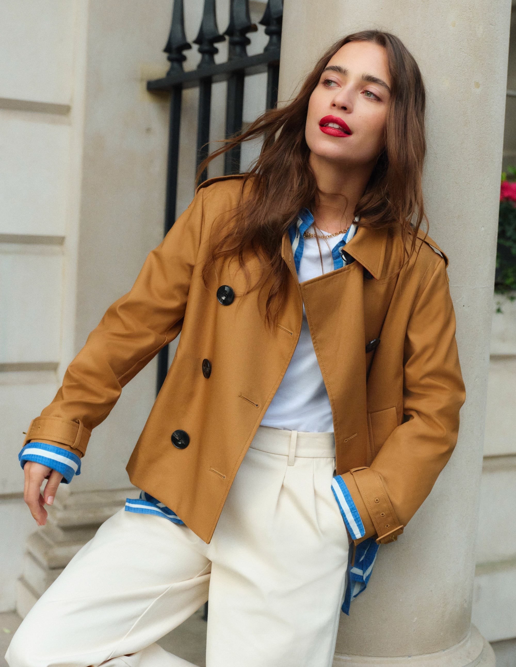 Mayfair Cropped Trench-Hazelnut Brown - Image 6