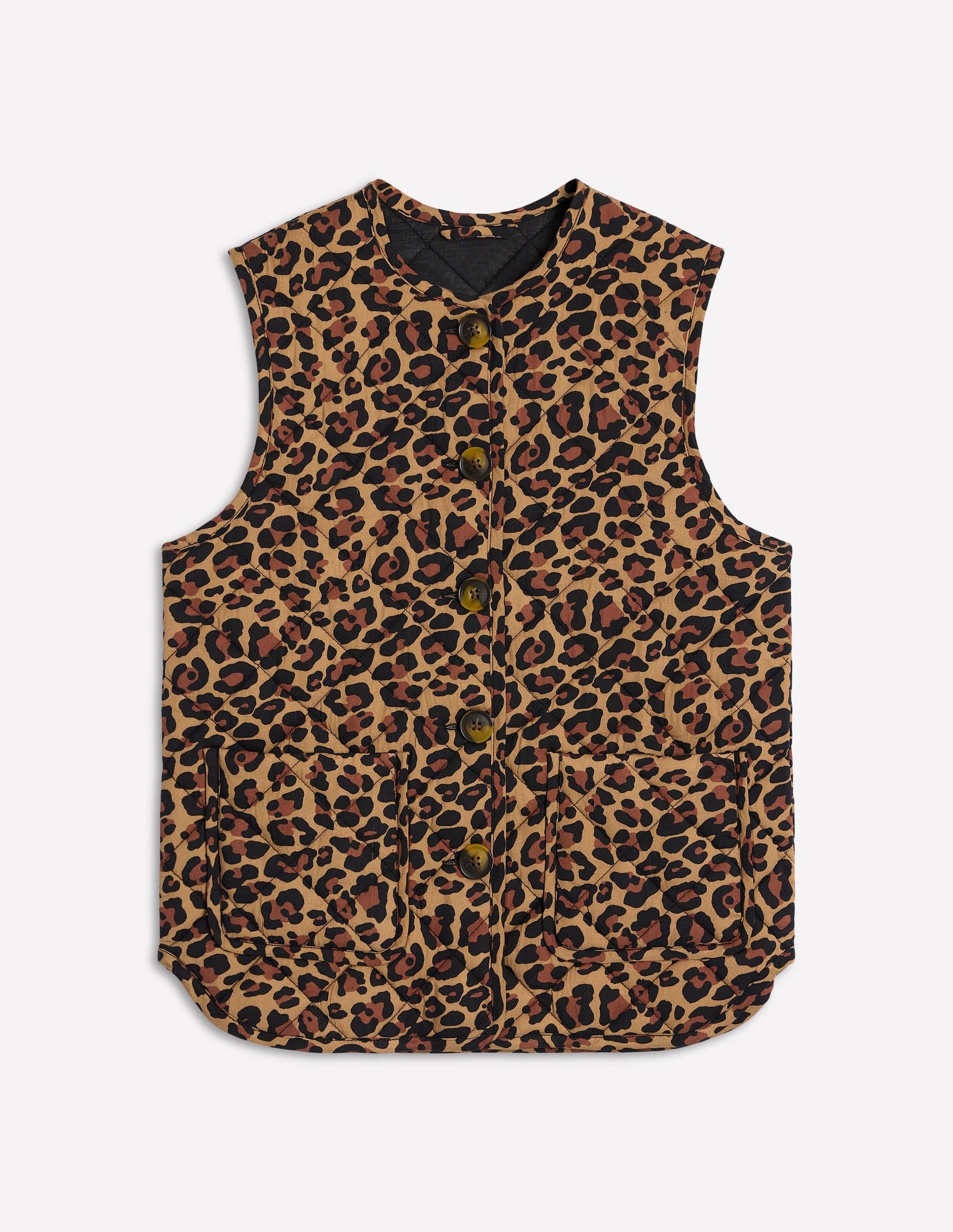 Printed Quilted Gilet-Leopard-5